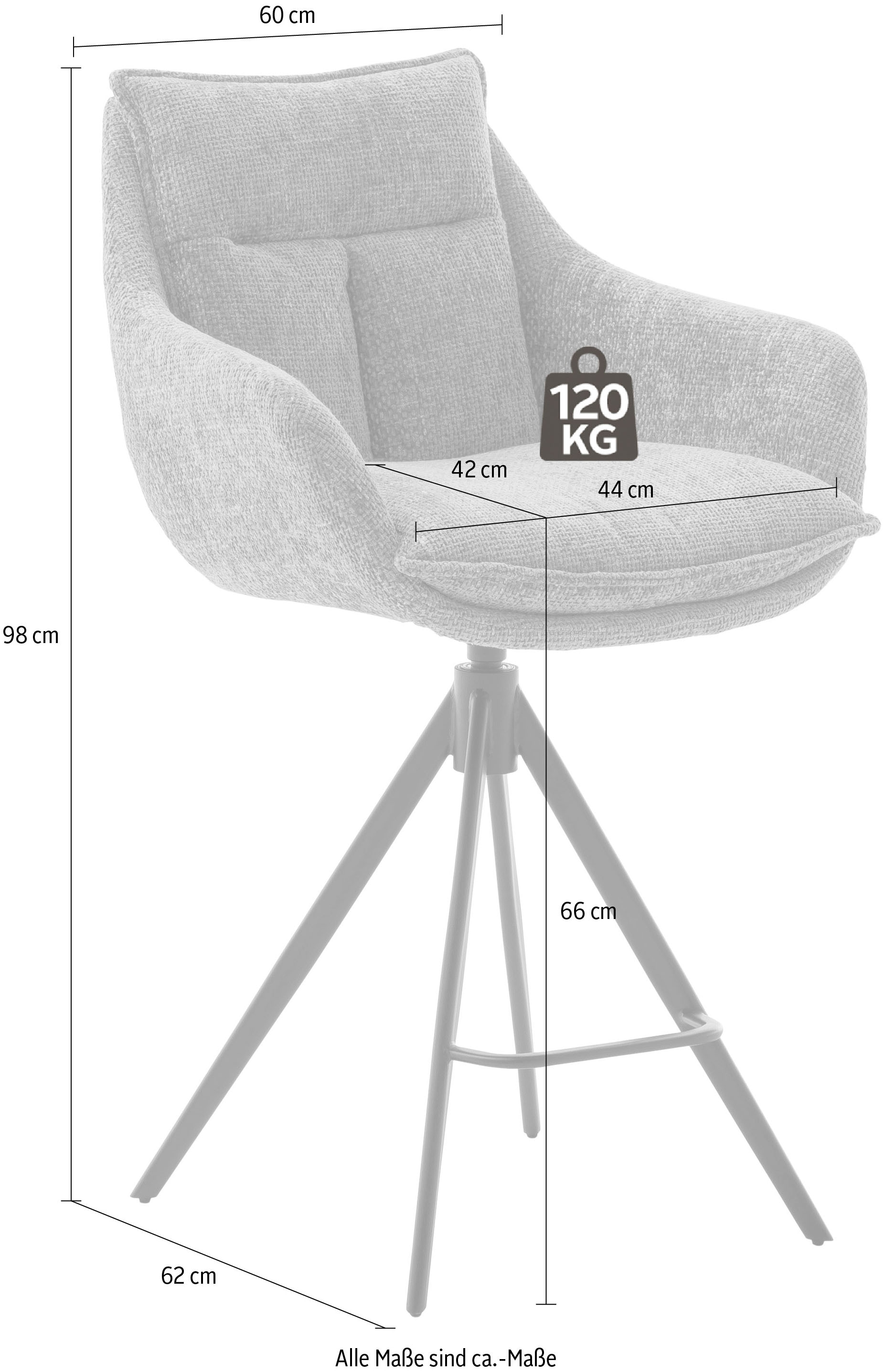 MCA furniture Bistrostuhl »Parker Tresenstuhl mit Armlehnen Tresenhocker«, (Set), 2 St., Struktur weich, Barhocker,Barmoebel,Barstuhl,360° drehbar,mit Lehne,belastbar 120 kg