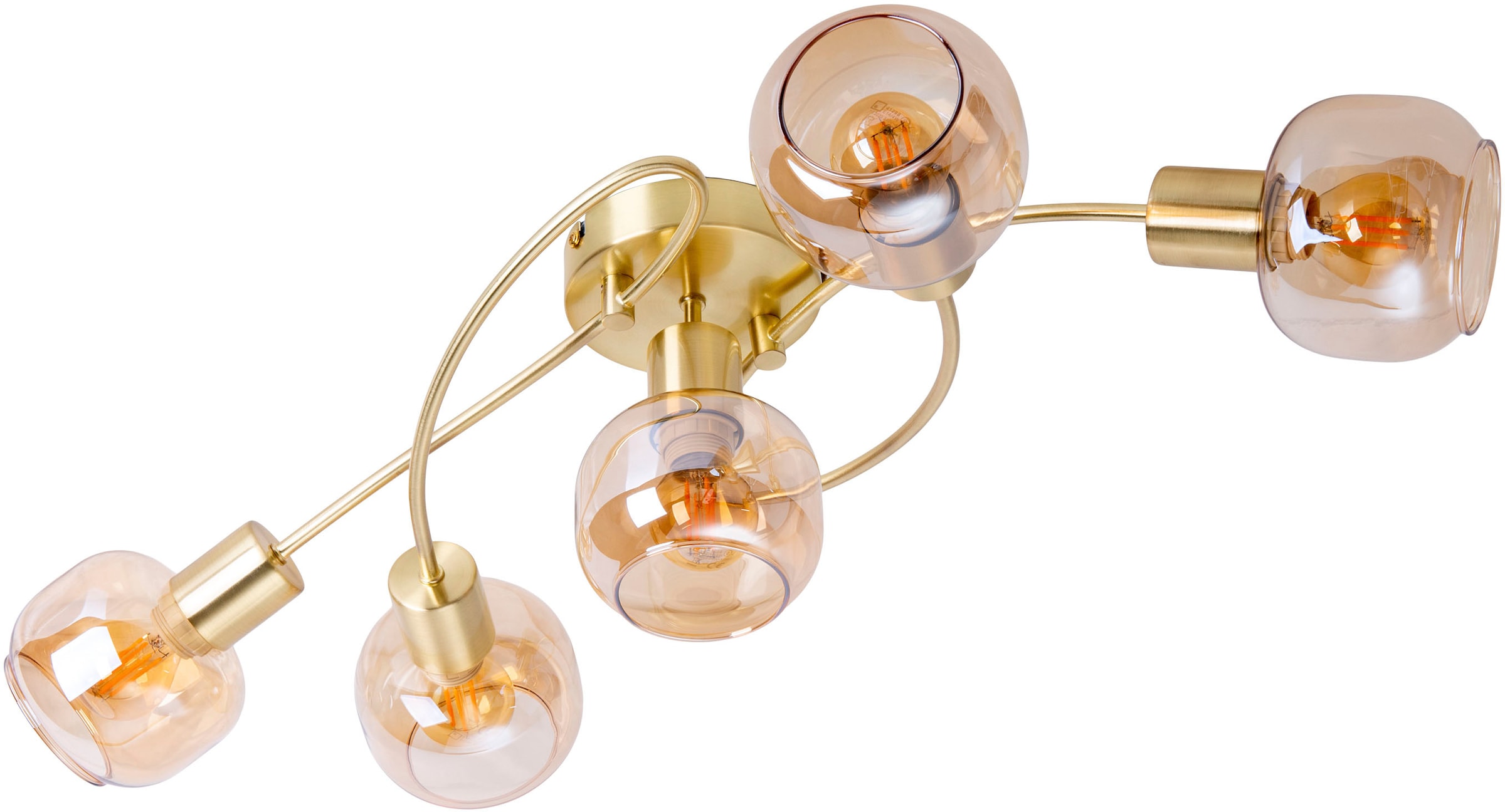 näve Deckenstrahler »Libby«, 5 flammig-flammig, 5flg. flexibel verstellbare  Glasschirme in amber getönt excl. 5xE14 kaufen online bei OTTO