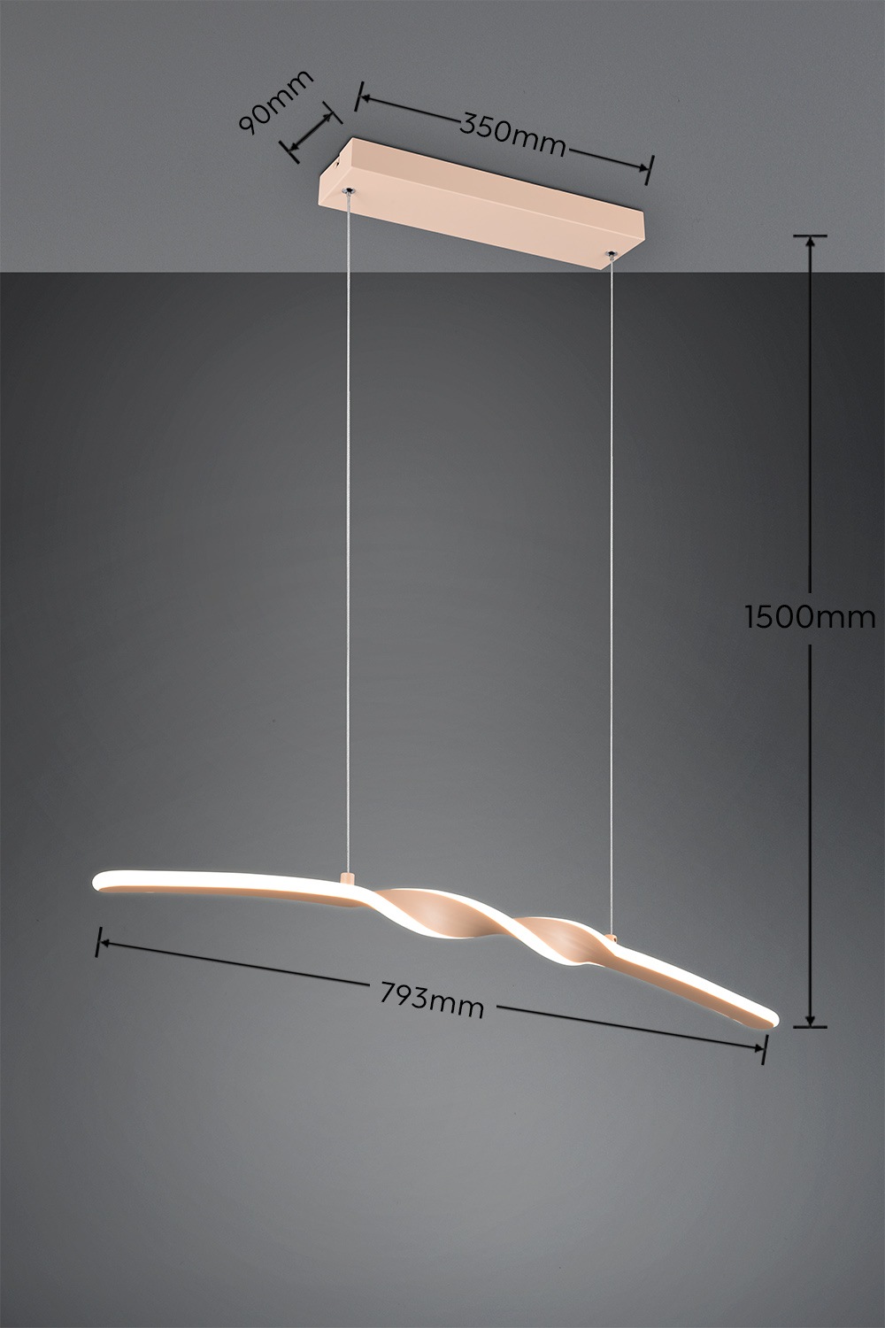 REALITY Leuchten LED Pendelleuchte »GINKO, Hängeleuchte LED 18W 1980 Lumen 3000K warmweiß« LED-Board 1 Stk. Warmweiß Hängelampe Esszimmer, höhenverstellbar bis max 150cm, Breite 79 cm