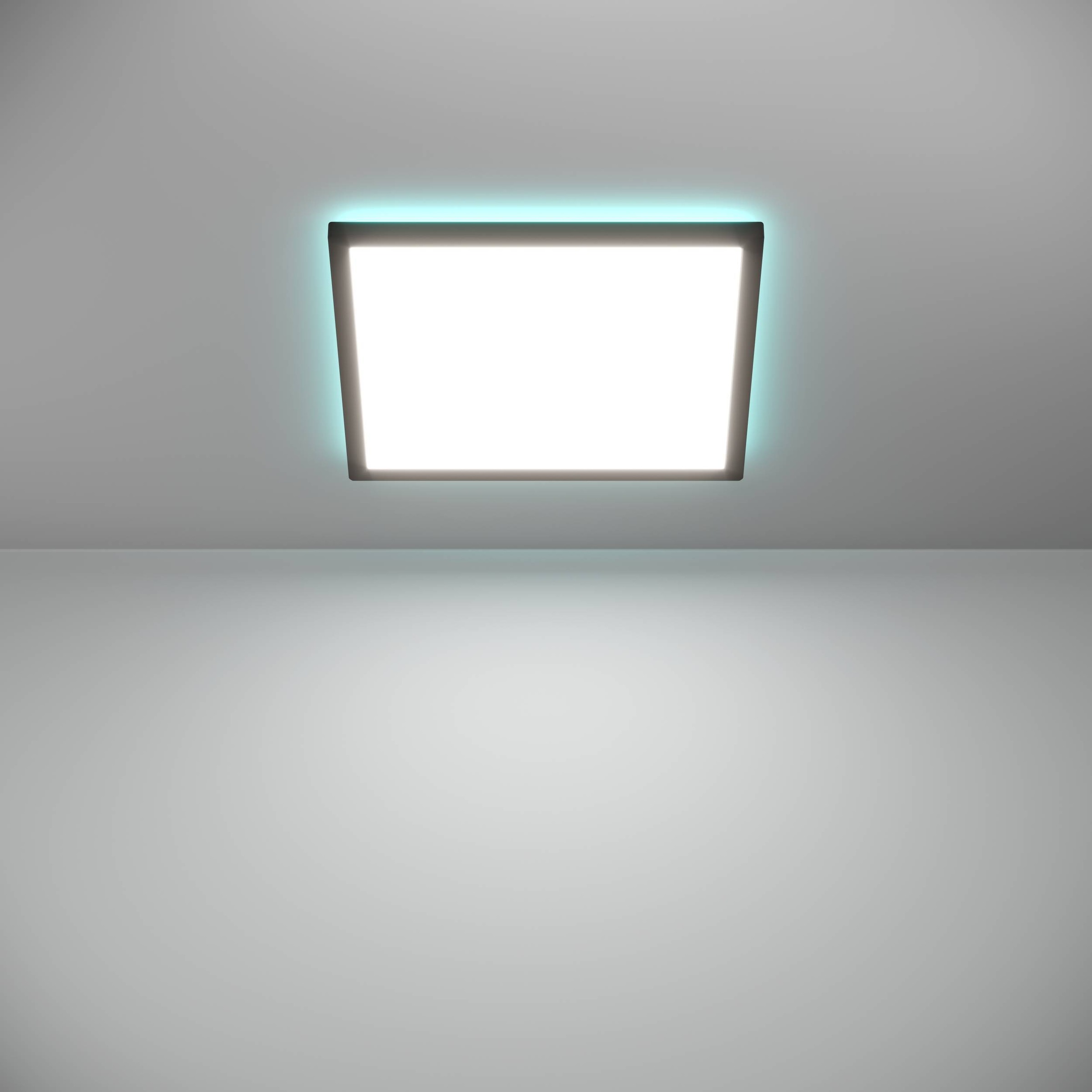 EGLO Deckenleuchte »Rovito-Z Deckenlampe, ZigBee 3.0, Kunststoff, Badezimmerlampe, IP44« LED-Modul 1 Stk. Kaltweiß | RGB Wand-/Deckenleuchte - L39 x B39 x H3 cm - schwarz - 17,6W inkl.