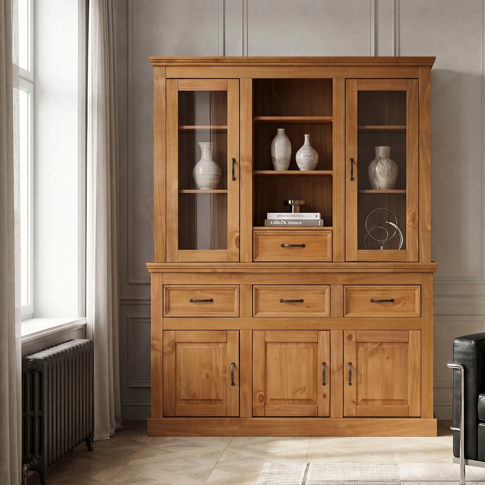 OTTO home Buffet »Selma« aus massivem Kiefernholz, mit Griffen aus antikisiertem Metall