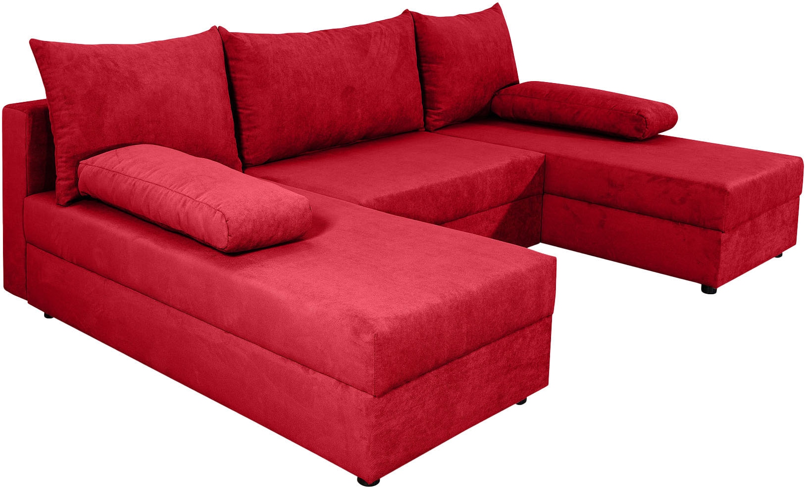 COLLECTION AB Wohnlandschaft »Pico U-Form, Breite 220, mit Schlaffunktion, Bettkasten & Zierkissen«, Wohnlandschaft,2 X Ottomane,Polyätherschaum Polsterung