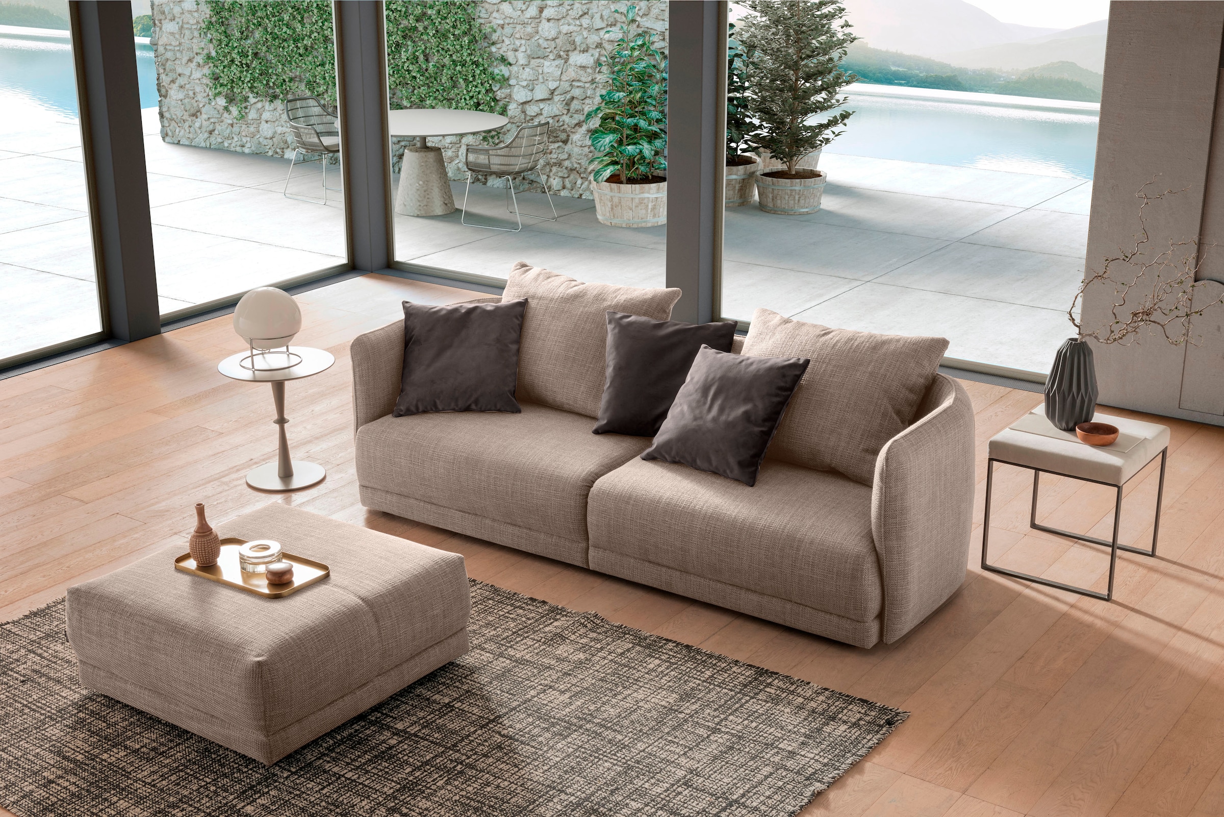 designwerk Big-Sofa »New York, anmutendes Designsofa« mit schmaler Arm- & Rückenlehne