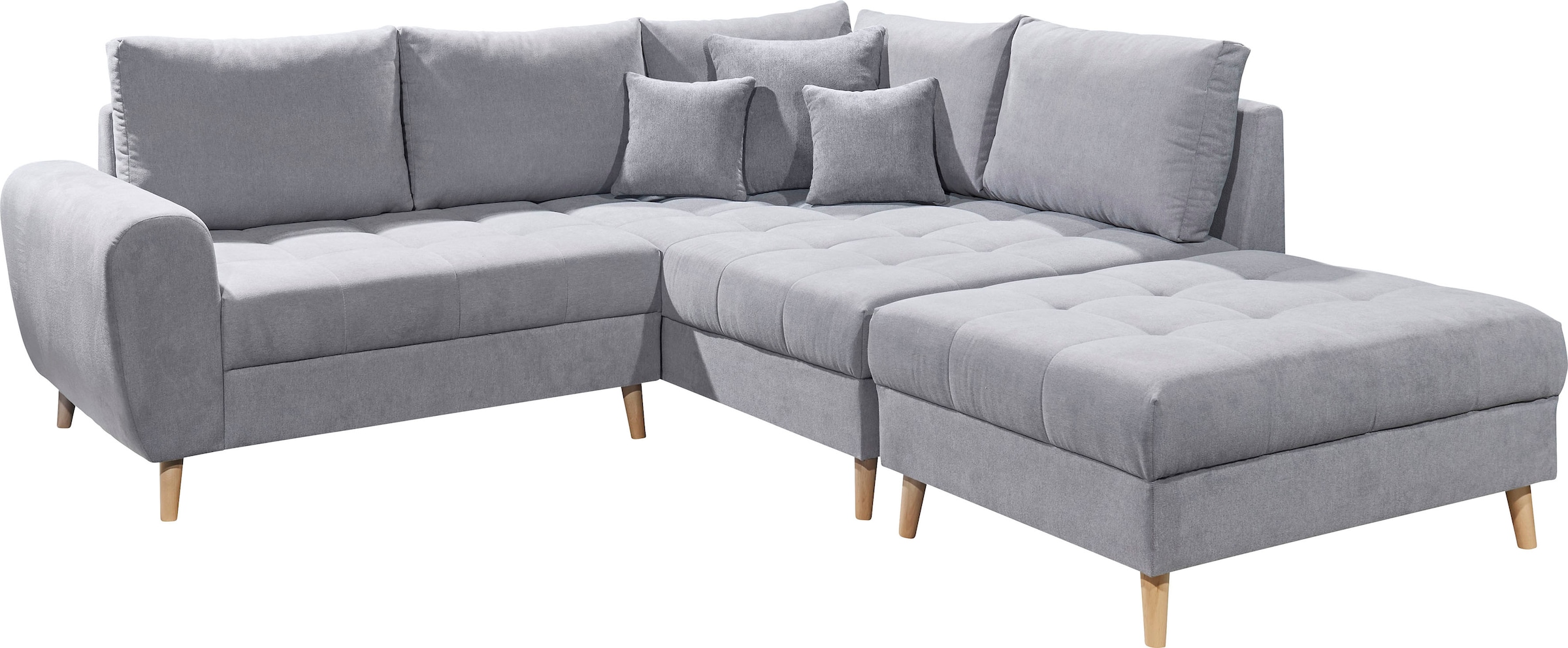 ED EXCITING DESIGN Ecksofa »Alice L-Form«, (Set), mit Hocker & 3 Zierkissen