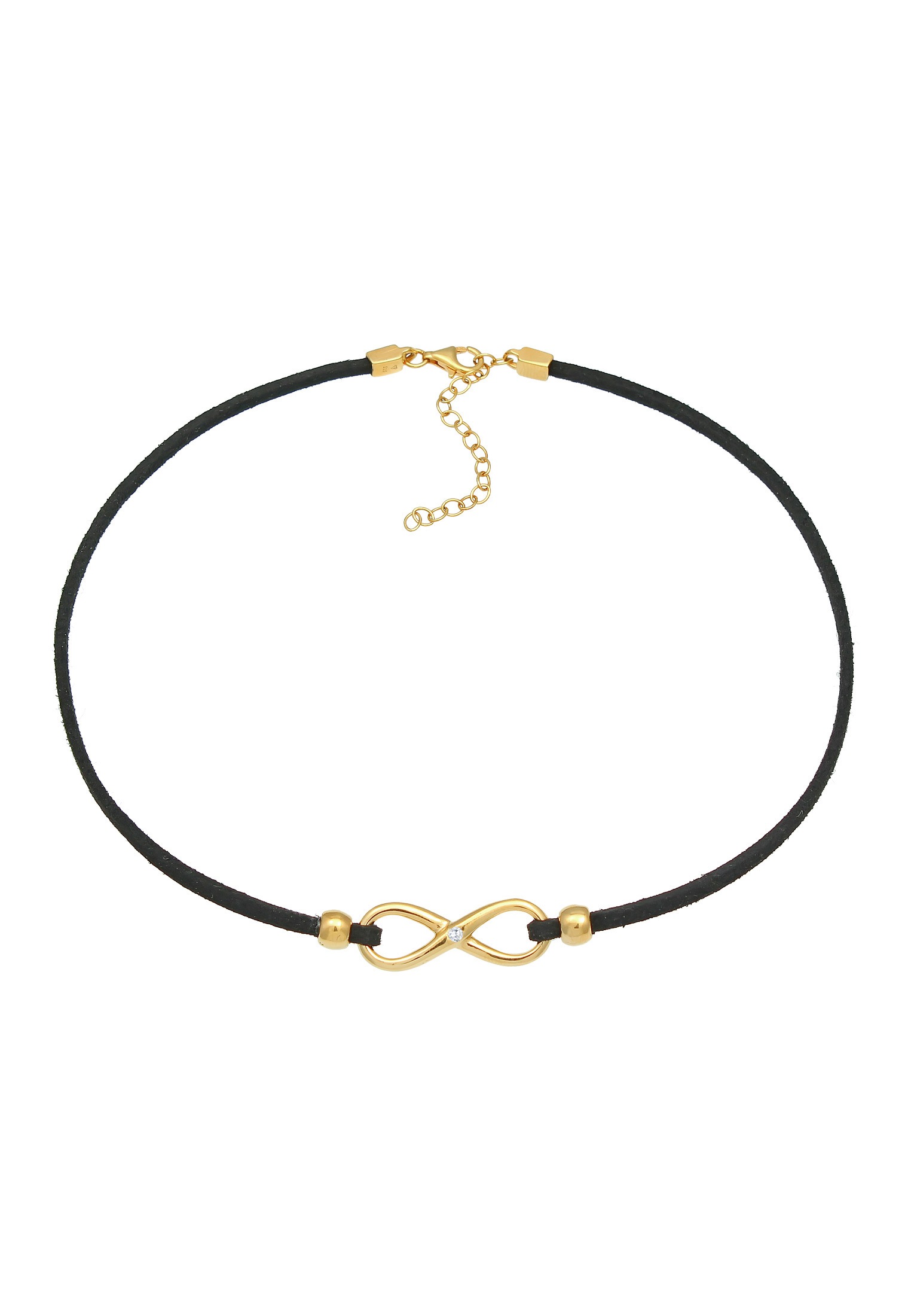 Elli Silberkette »Halskette Infinity Zirkonia Leder synthetisches 925 Silber«