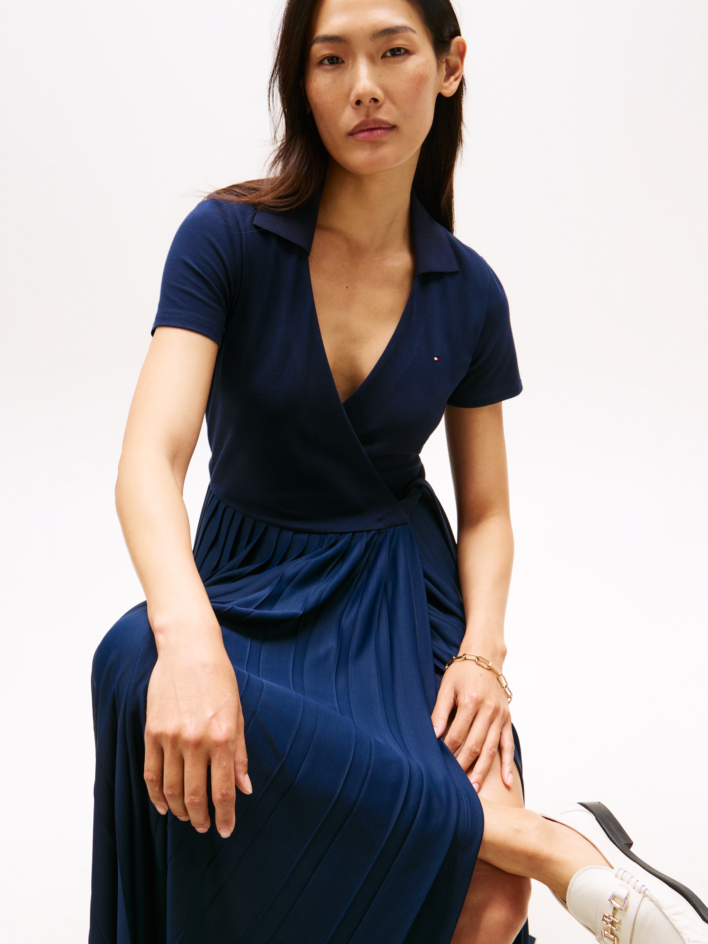 Tommy Hilfiger Wickelkleid »1985 PLEATED WRAP POLO DRS«, mit Bundfalten