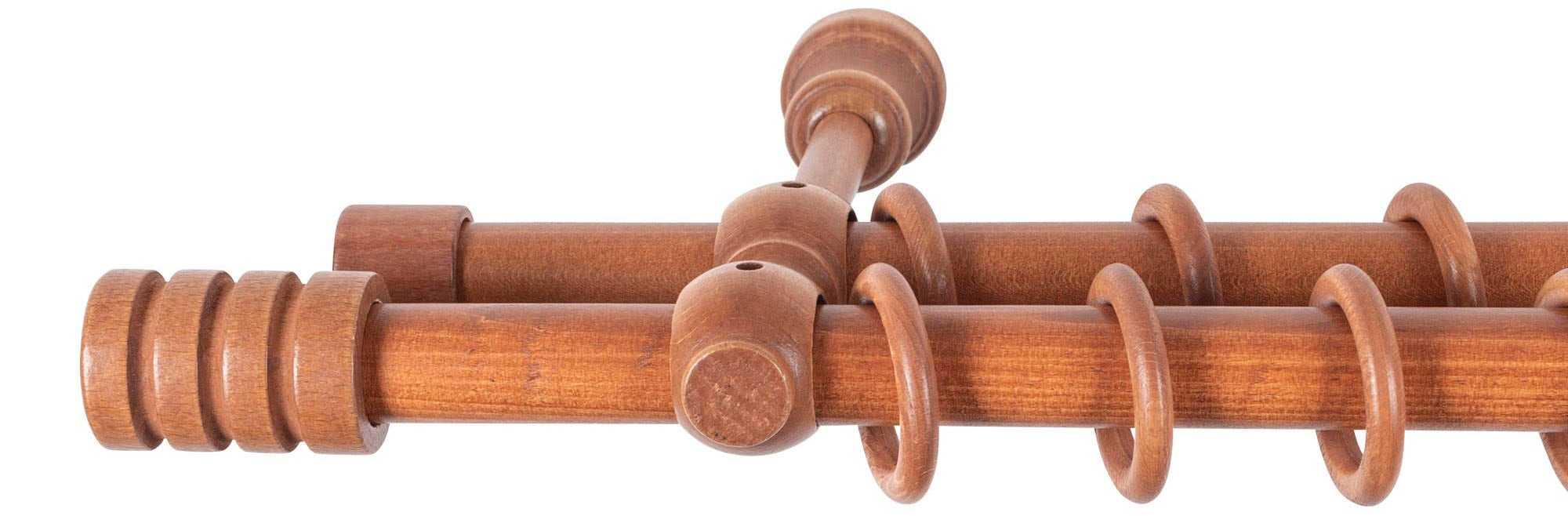 SN DECO GROUP Gardinenstange »Pisa« 2 läufig-läufig Fixmaß 28 mm, Holz, verschiedene Längen und Farben, Komplettset