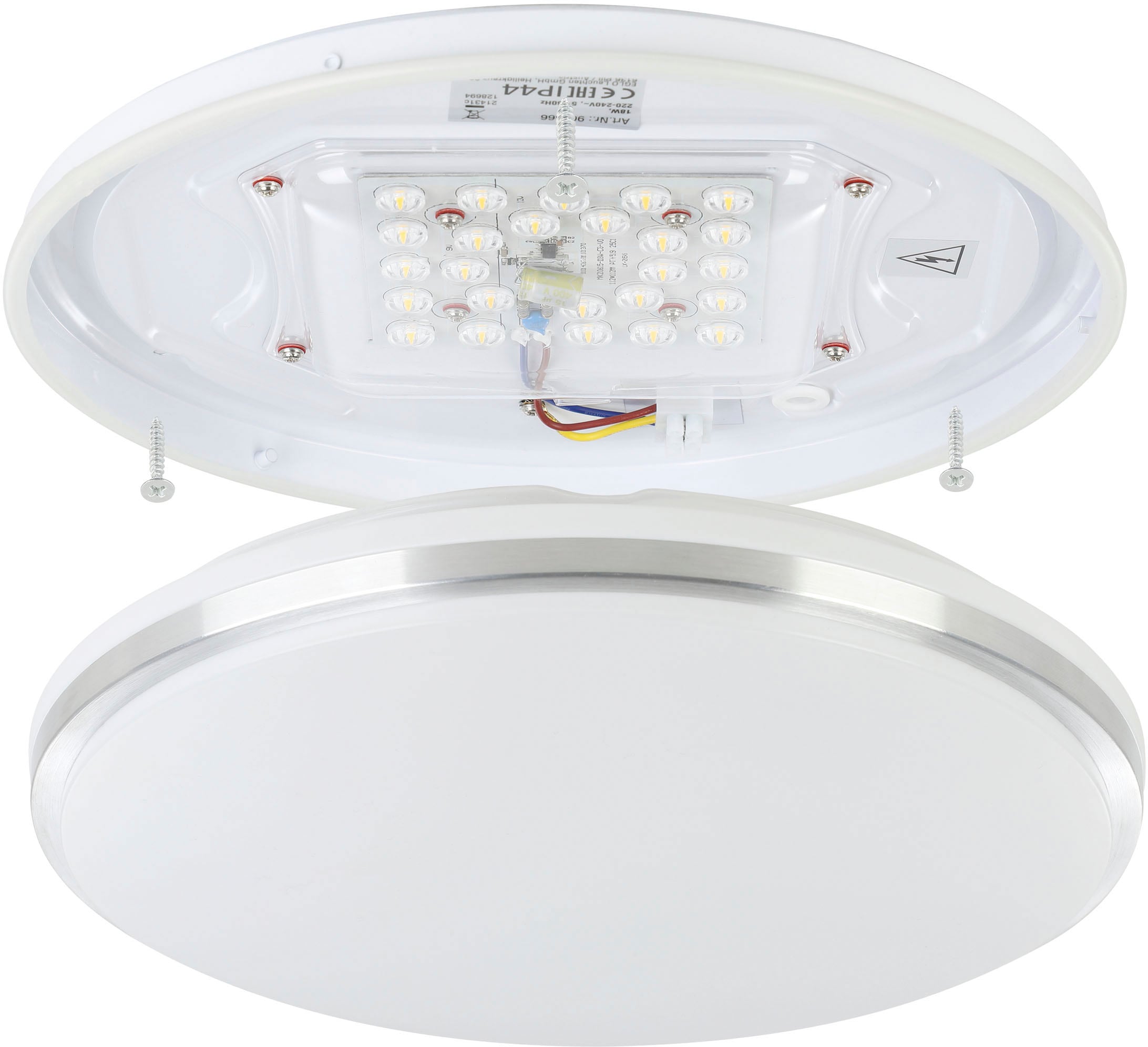 EGLO Deckenleuchte »PINETTO Deckenlampe, Wandlampe, weiß, schwarz, Badezimmerlampe, IP44«, Leuchtmittel LED-Modul | LED fest integriert, Bürolampe, Küche Büro Badezimmer, Flur, minimalistisch, 34x34x6,5cm