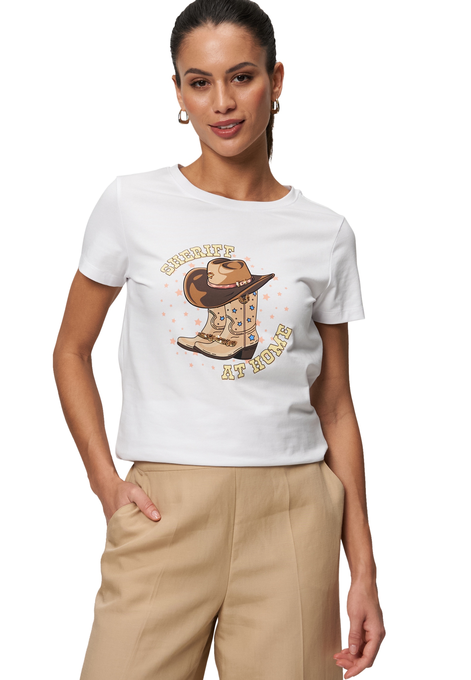 Zero Kurzarmshirt »Shirt mit Cowboy-Print«