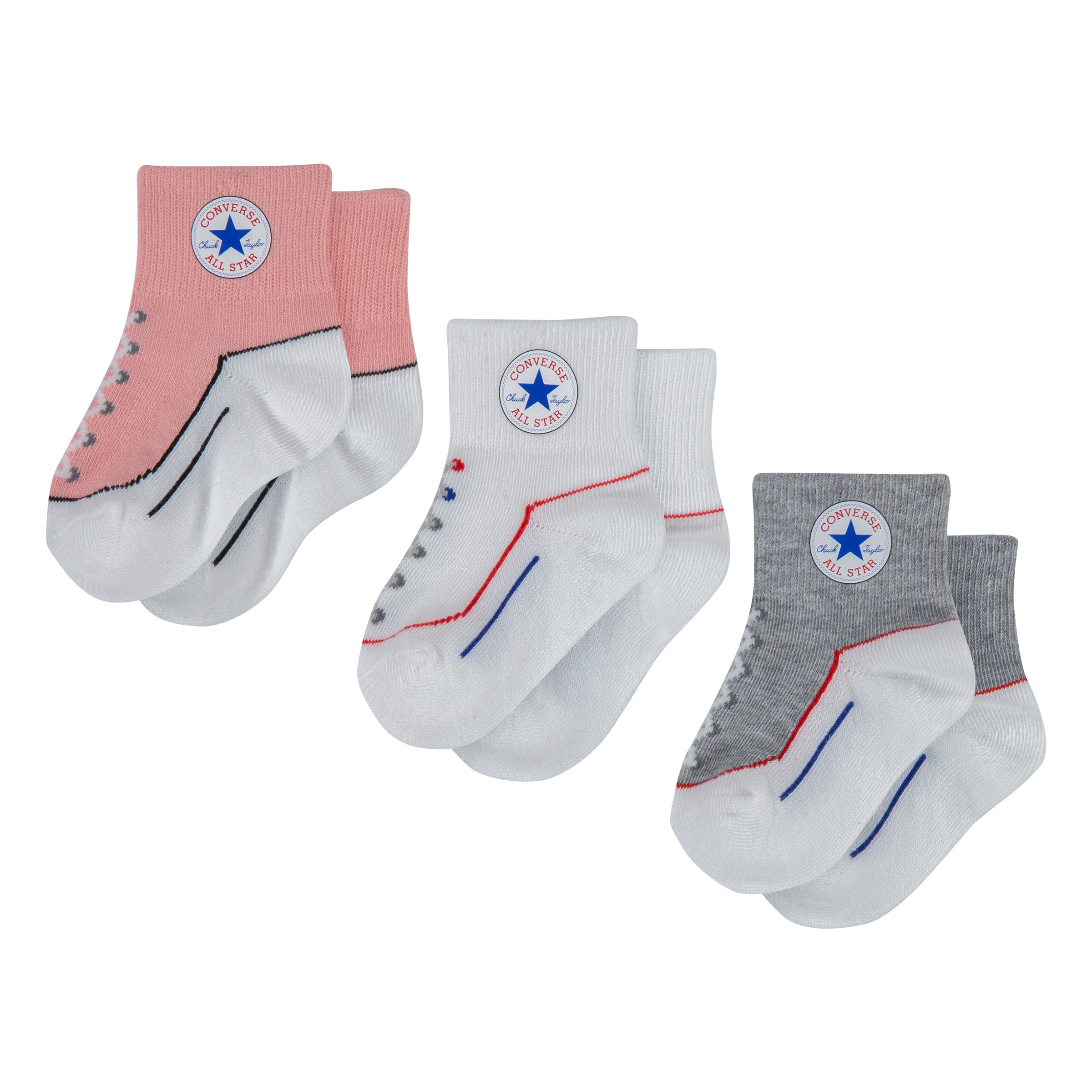 Converse Tennissocken »CHN INFANT STRIATED QTR 3PK« 3 Paar tlg. für Babys, dreiteiliges Set, sportlicher Stil
