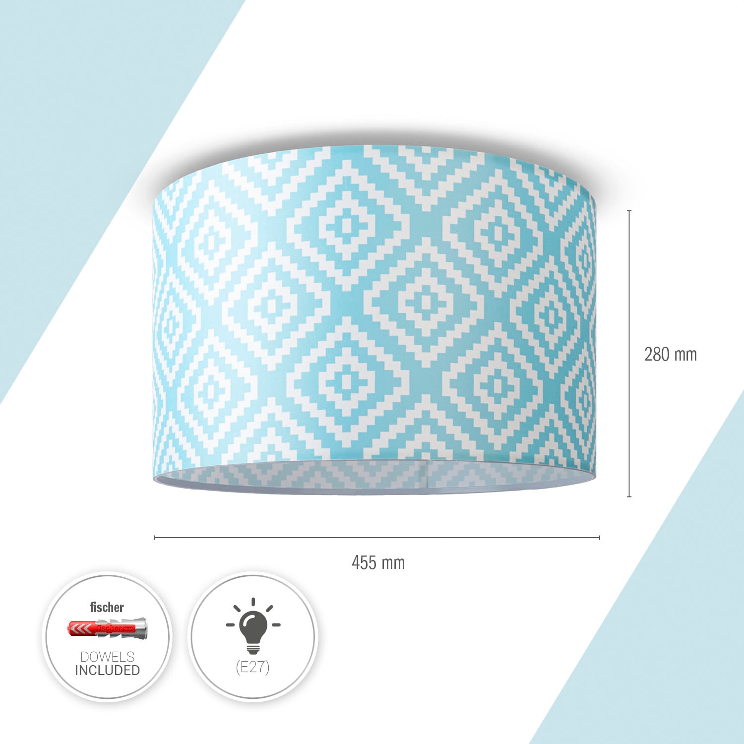 Paco Home Deckenleuchte »Hugo Stella«, Leuchtmittel E27 | ohne Leuchtmittel, Stoff Lampenschirm Vintage Wohnzimmerlampe Rund Retro Design Textil