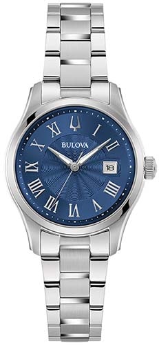 Bulova Quarzuhr, Armbanduhr, Damenuhr, Edelstahlarmband, Leuchtzeiger, Datum