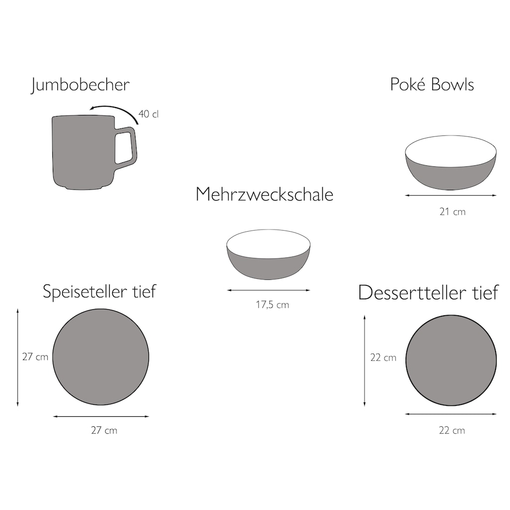 CreaTable Kombiservice »Geschirr-Set Summertime«, (Set, 10 tlg., Kaffeeservice und Tafelservice im Set, für 2 Personen)