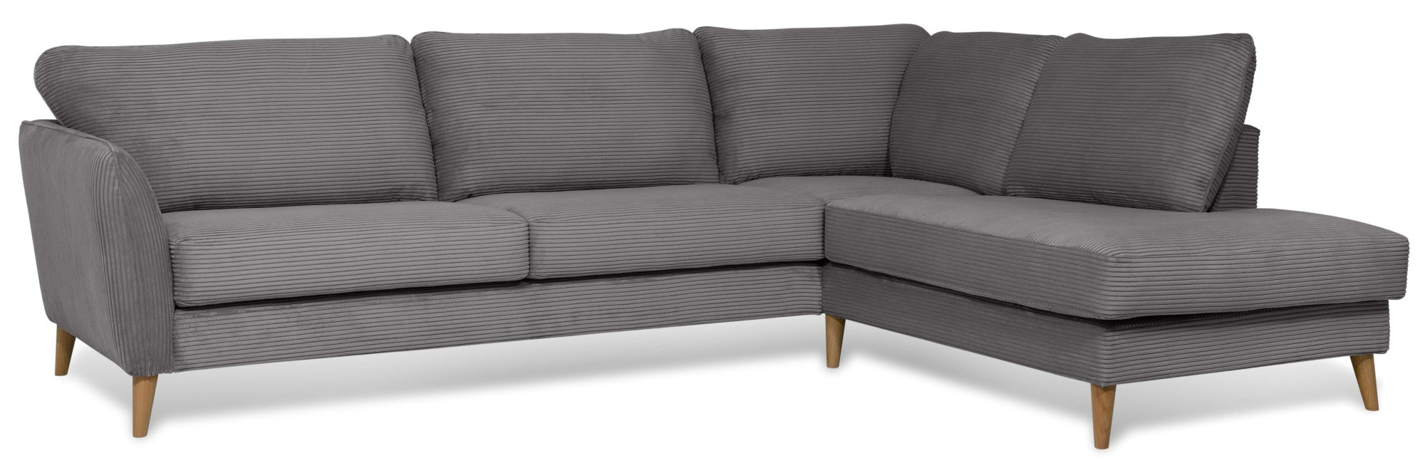 Home affaire Ecksofa »MARSEILLE 278/202 cm, L-Form, Ottom. rechts/links, verschiedene Bezüge«, Massivholzbeine Eiche, Landhausstil, Wellenunterfederung