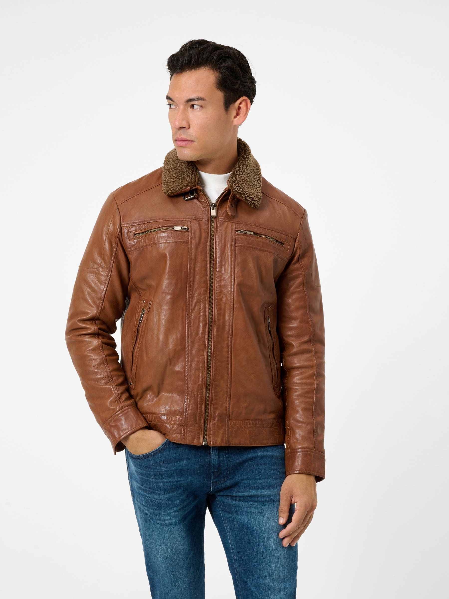 RICANO Lederjacke »Lederjacke Dino« ohne Kapuze Handgefertigt aus echtem Leder