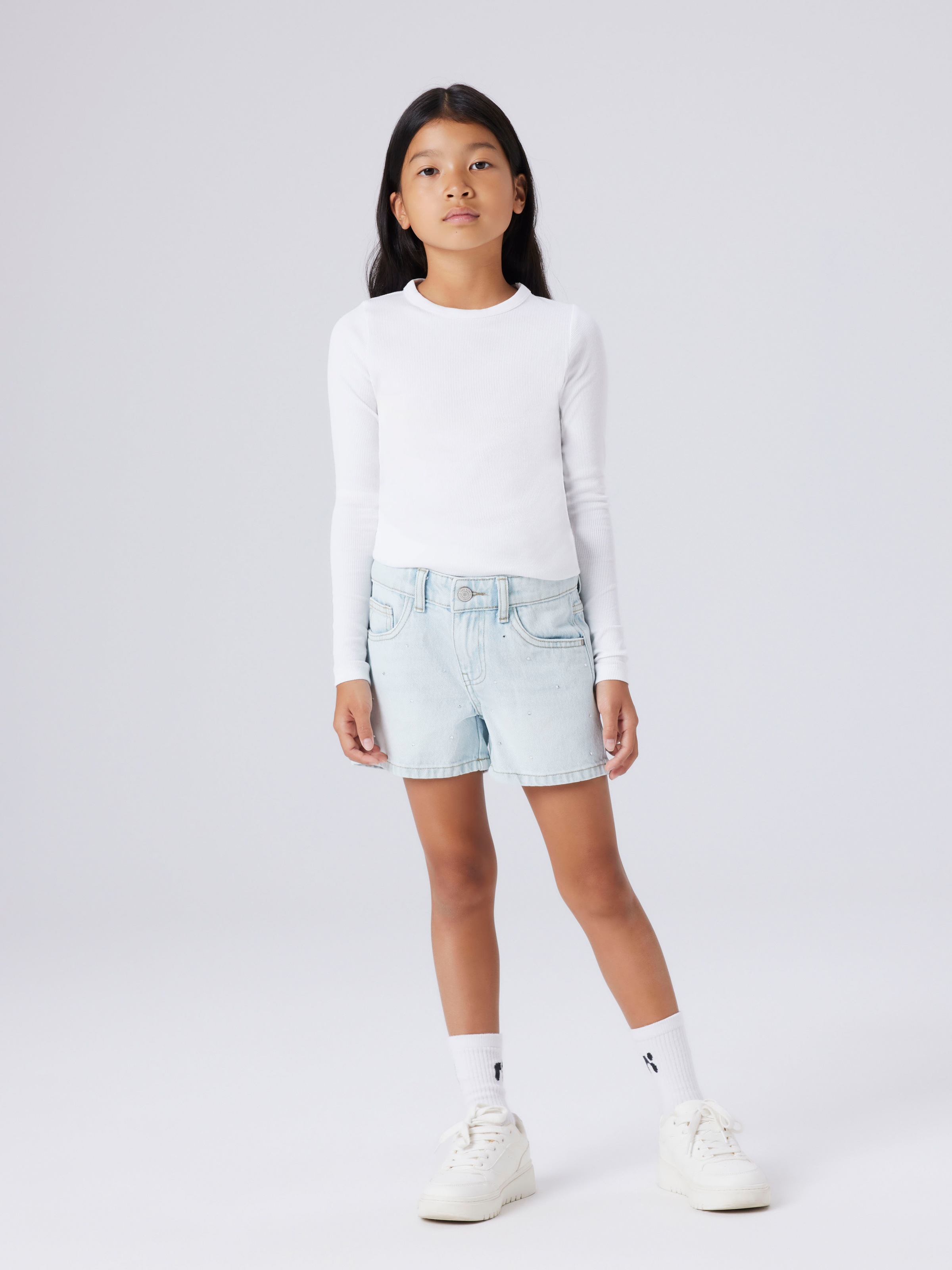Name It Jeansshorts »NKFROSE REG DNM SHORTS 6042-AC NOOS« Baumwolle, mit Glitzersteinchen