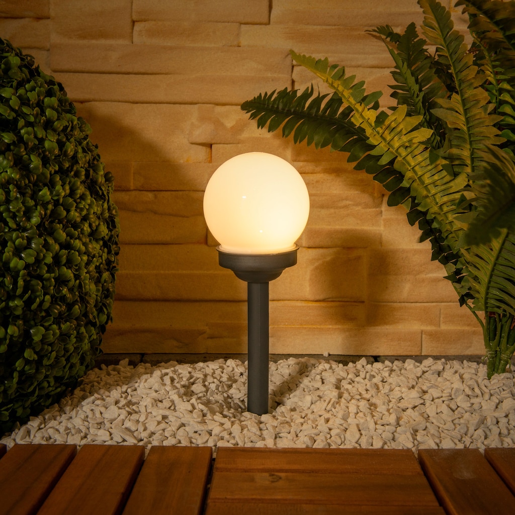my home LED Gartenleuchte »LED Kugelerdspiess«, 1 flammig-flammig, 8er Set, Leuchtdauer geladen ca 8h, Kunststoff, anthrazit, d: 10cm