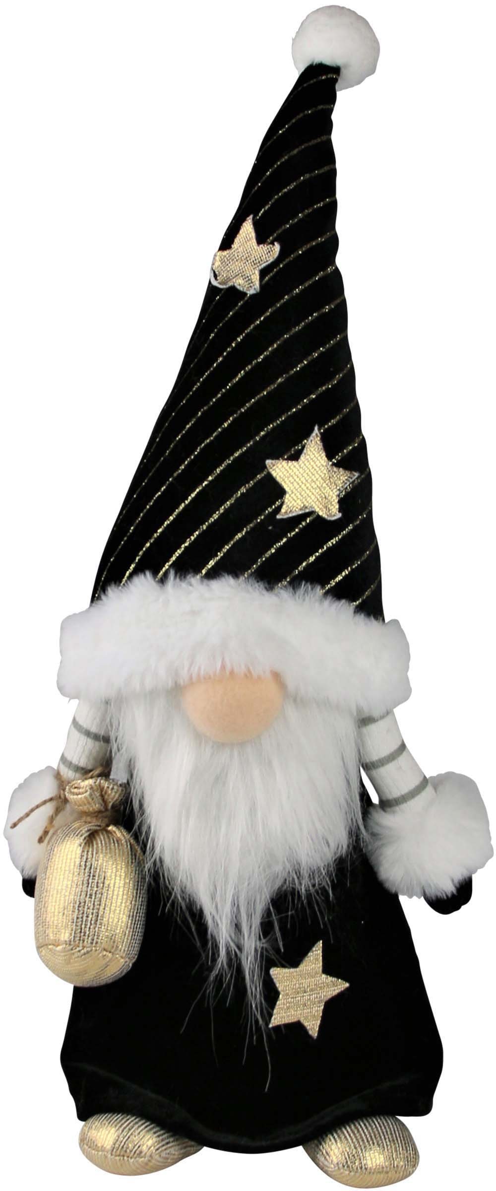 Weihnachtsfigur »Weihnachtsdeko«, mit schwarzer Mütze und goldenen Sternen