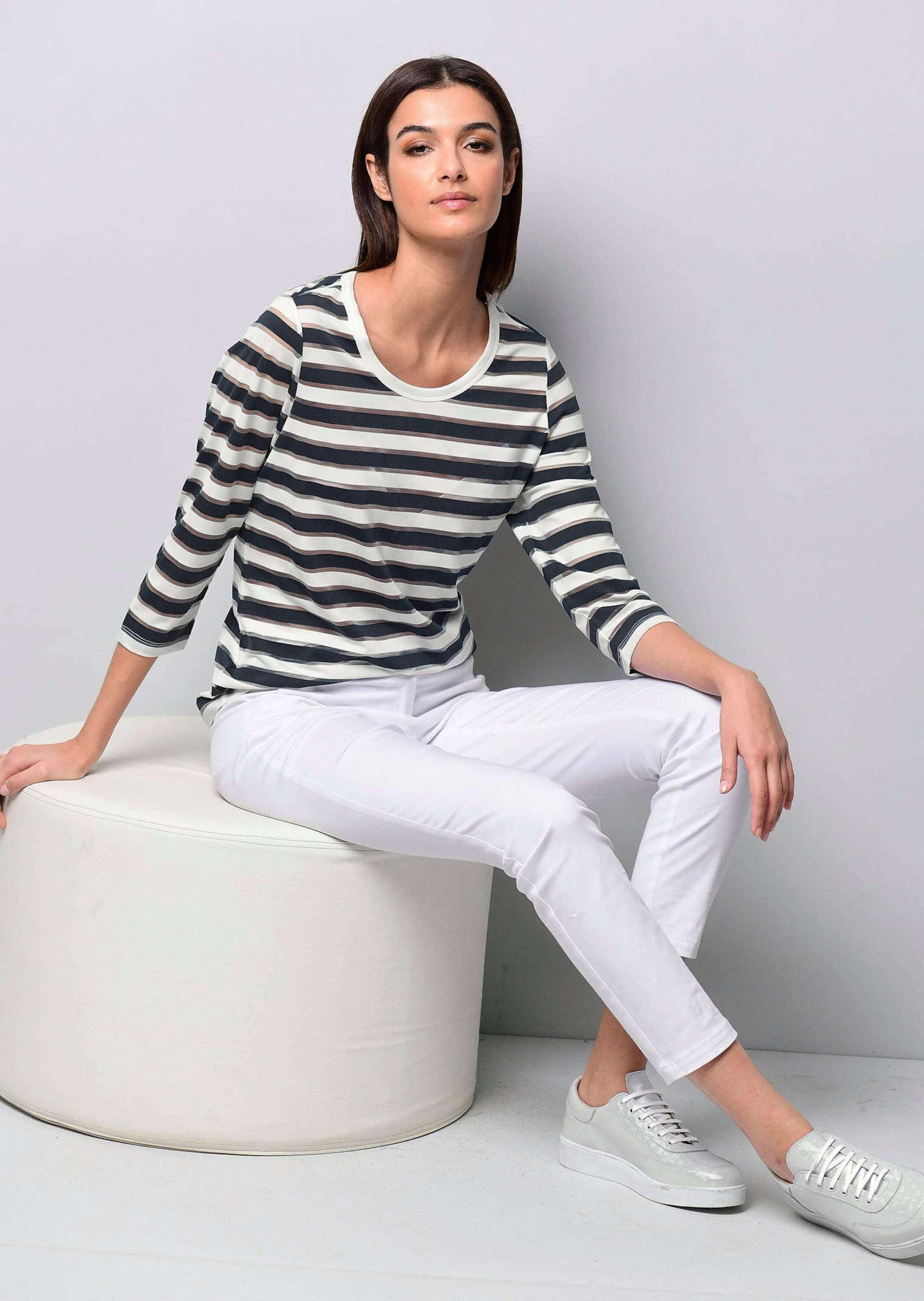 Alba Moda Kurzarmshirt »Shirt Shirt mit transparenten Streifen«