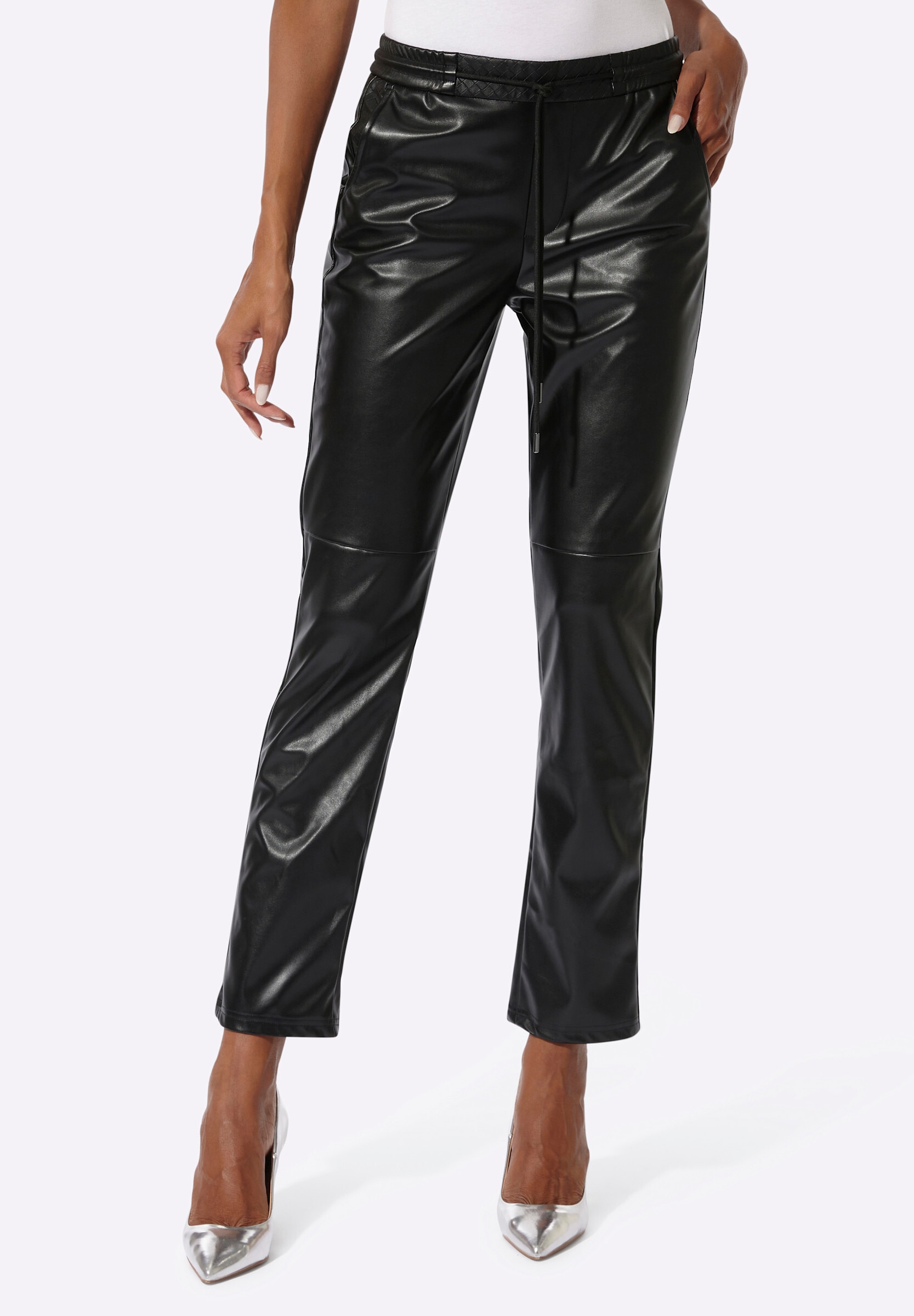 creation L Stoffhose »Lederimitat-Jogpant Lederimitathose mit weitenverstellbarem Bund«