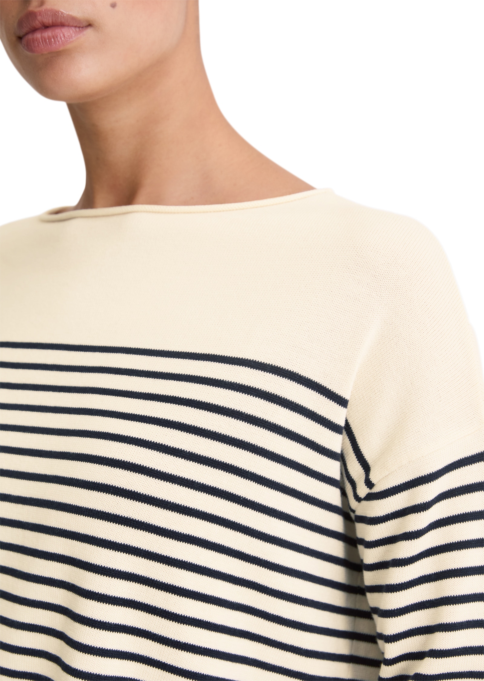 Marc O'Polo Strickpullover geringelt, U-Boot-Ausschnitt
