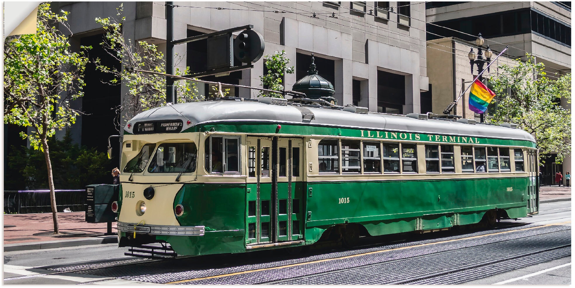Artland Wandbild »Historische Straßenbahn in San Francisco«, Züge, (1 St.), in vielen Größen & Produktarten - Alubild / Outdoorbild für den Außenbereich, Leinwandbild, Poster, Wandaufkleber / Wandtattoo auch für Badezimmer geeignet