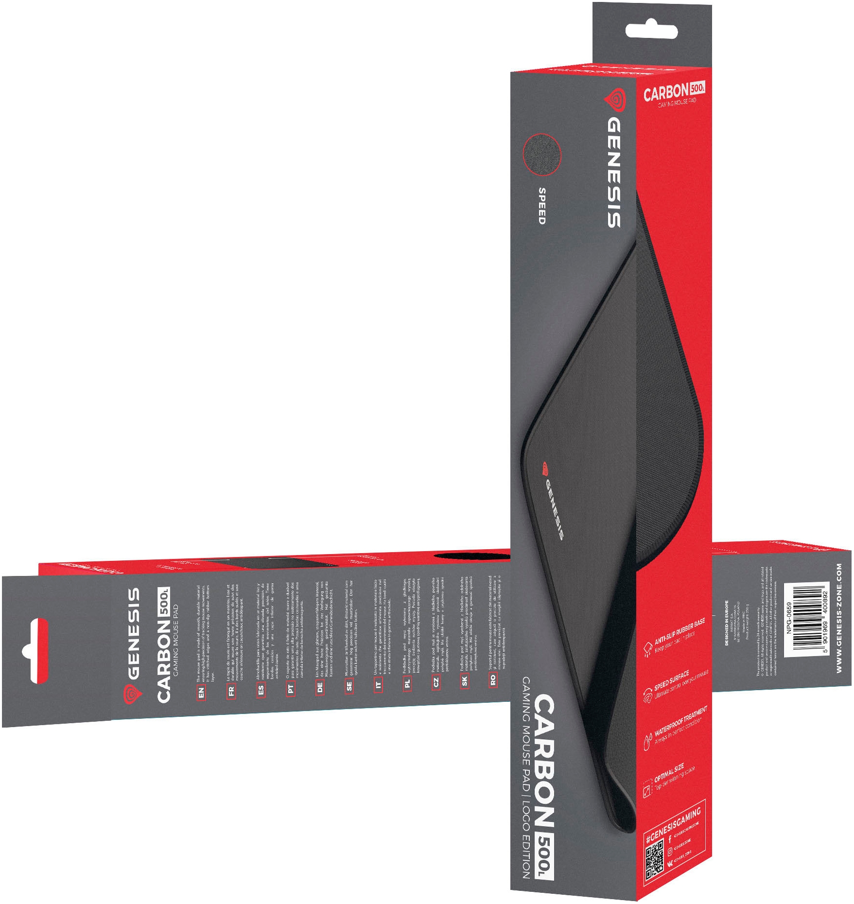 Genesis Mauspad »CARBON 500 "LOGO" L (400mm x 330mm)«