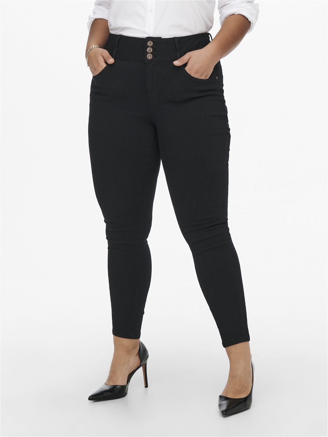 ONLY CARMAKOMA Skinny-fit-Jeans »CARANNA LIFE HW SK ANK JEANS BLACK NOOS«