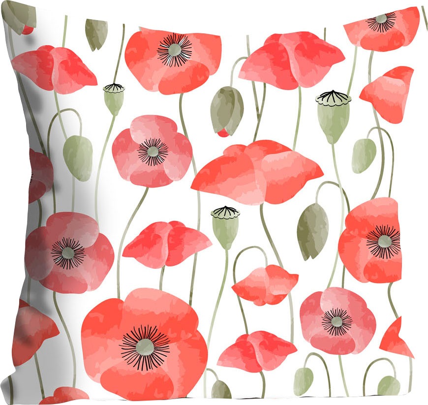 queence Dekokissen »Denis«, mit roten Mohnblumen