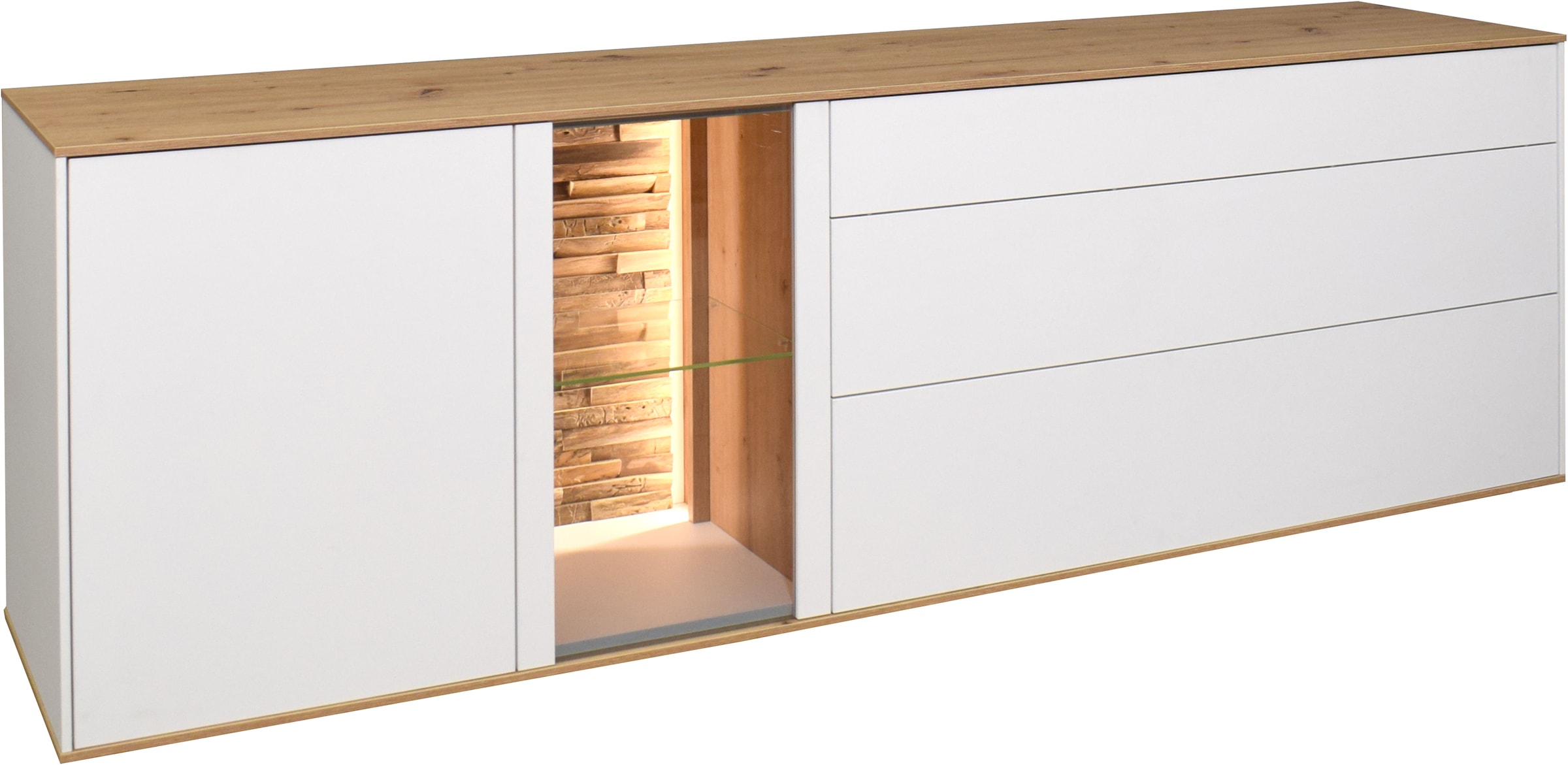 Mäusbacher Lowboard Faro Lowboard B 207 cm, inkl. Beleuchtung, Push to open Funktion