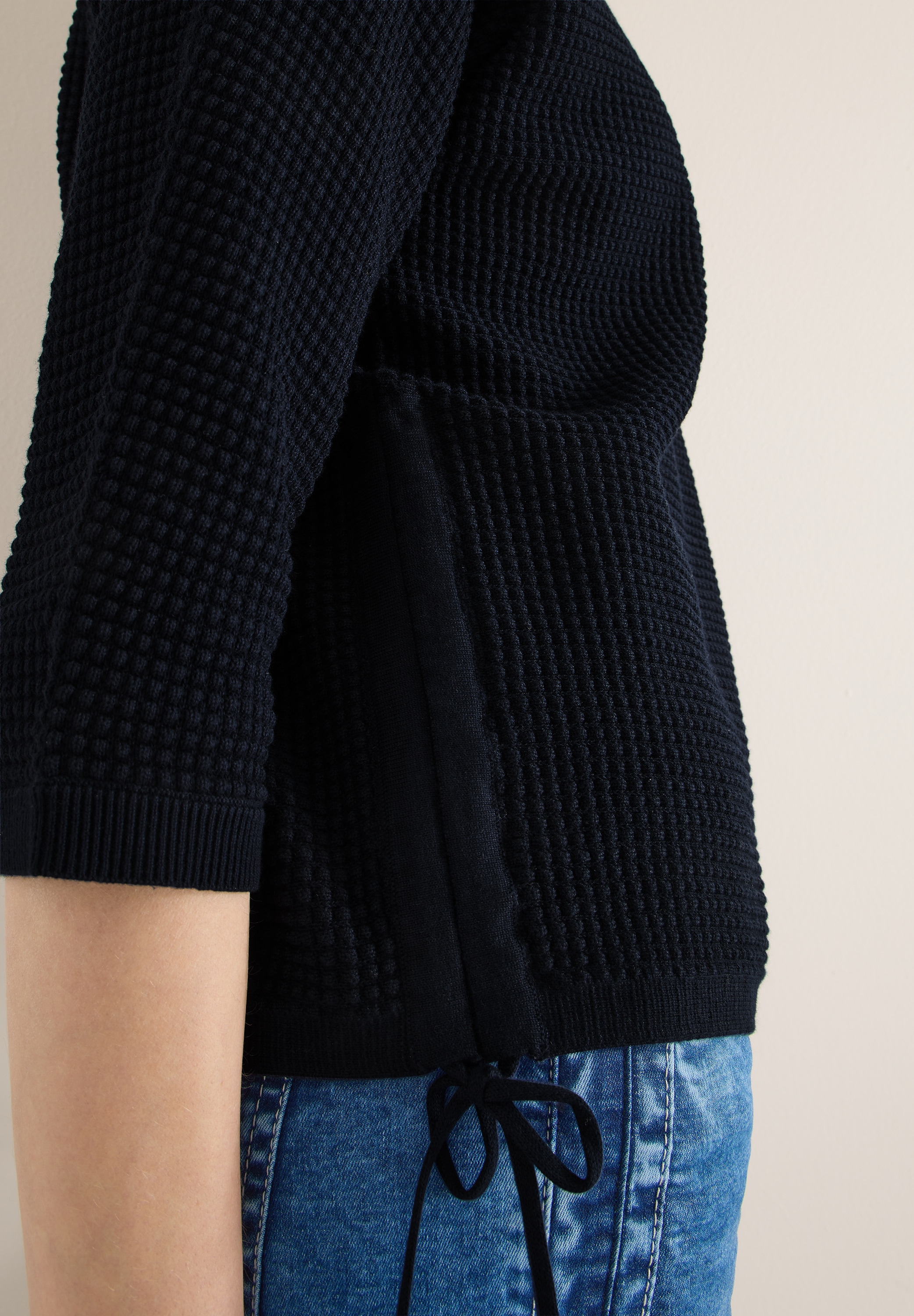 Cecil 3/4 Arm-Pullover mit seitlicher Raffung und Bindebändern