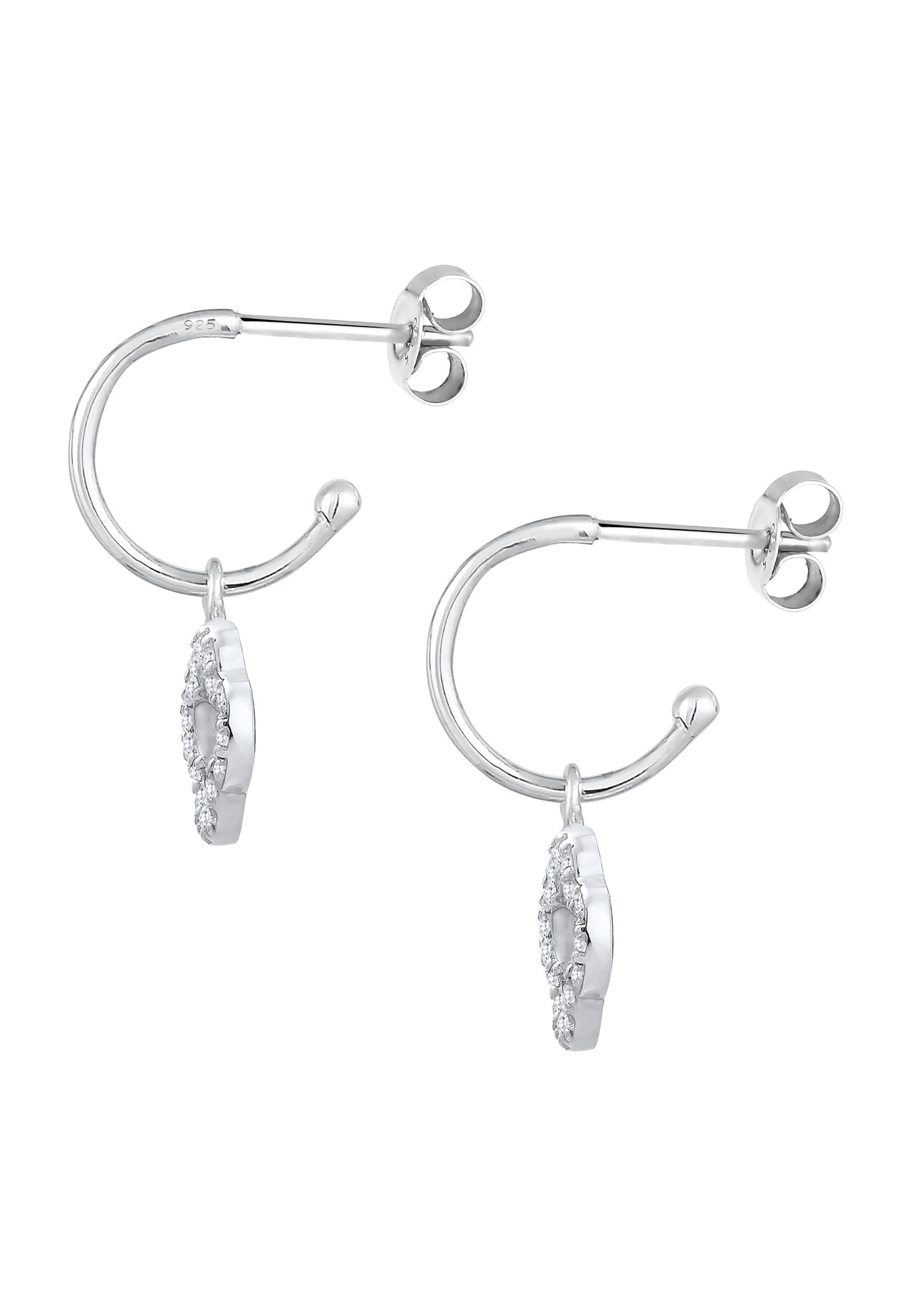 Elli Paar Creolen »Ohrringe Creole Kleeblatt Zirkonia Weiß 925 Sterling Silver«