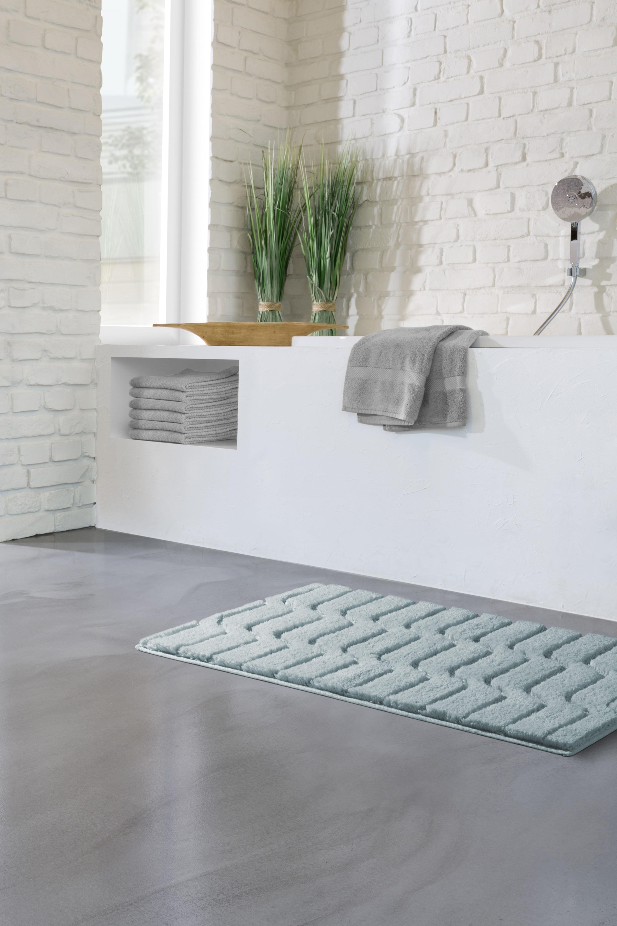 Grund Badematte »Vogue« Höhe 24 mm rutschhemmend beschichtet fußbodenheizungsgeeignet dichter Flor, Hoch-Tief-Effekt, Wellen-Design