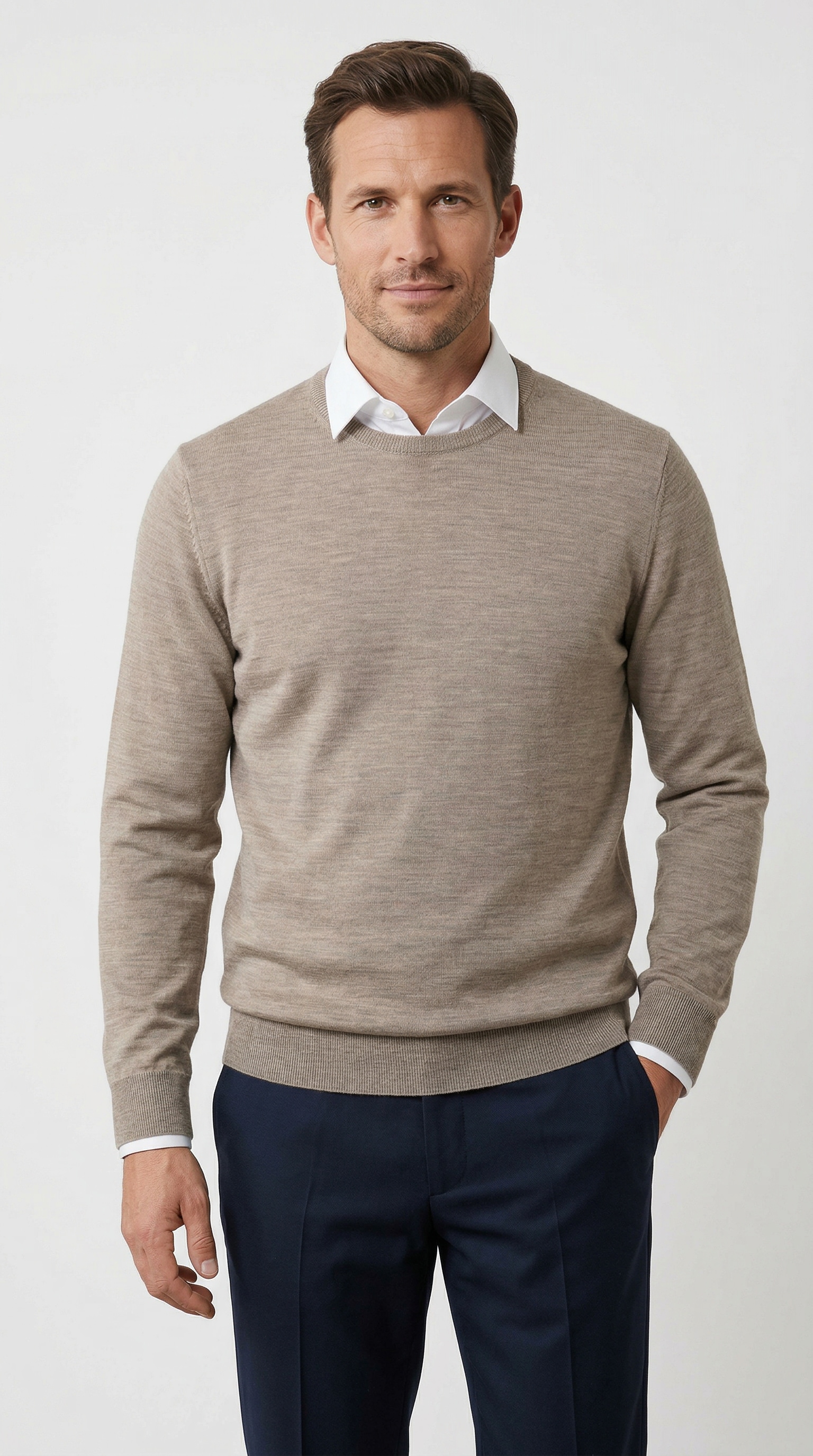 OLYMP Rundhalspullover »OLYMP Strick Casual« moderner Strickpullover