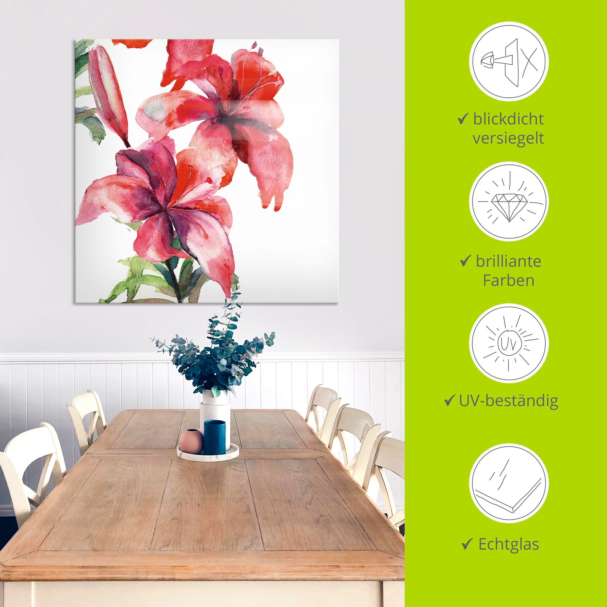 Artland Glasbild »Lilien«, Blumen, (1 St.), in verschiedenen Größen