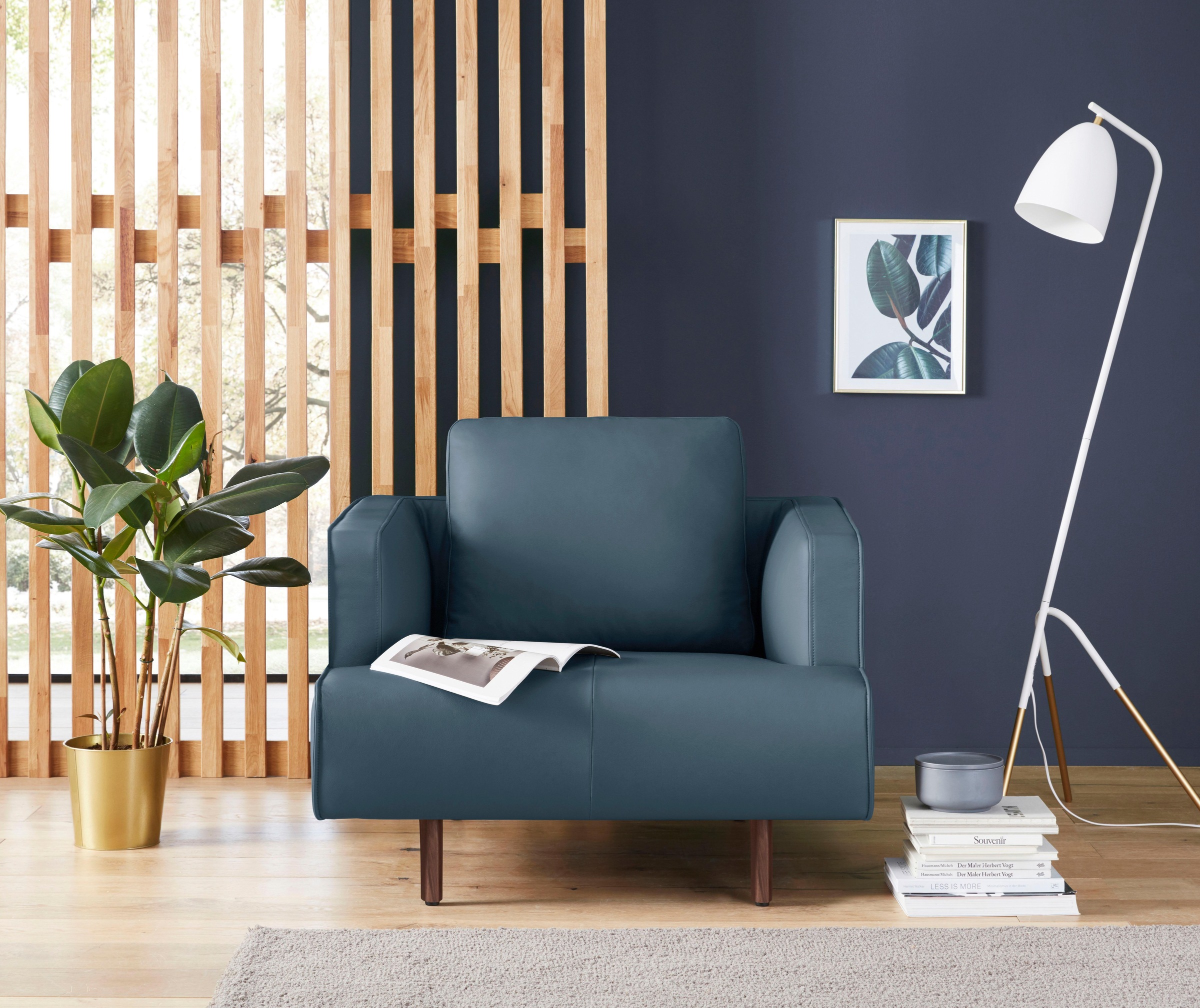 hülsta sofa Sessel »hs.440«, wahlweise in Stoff oder Leder, Fuß Nussbaum