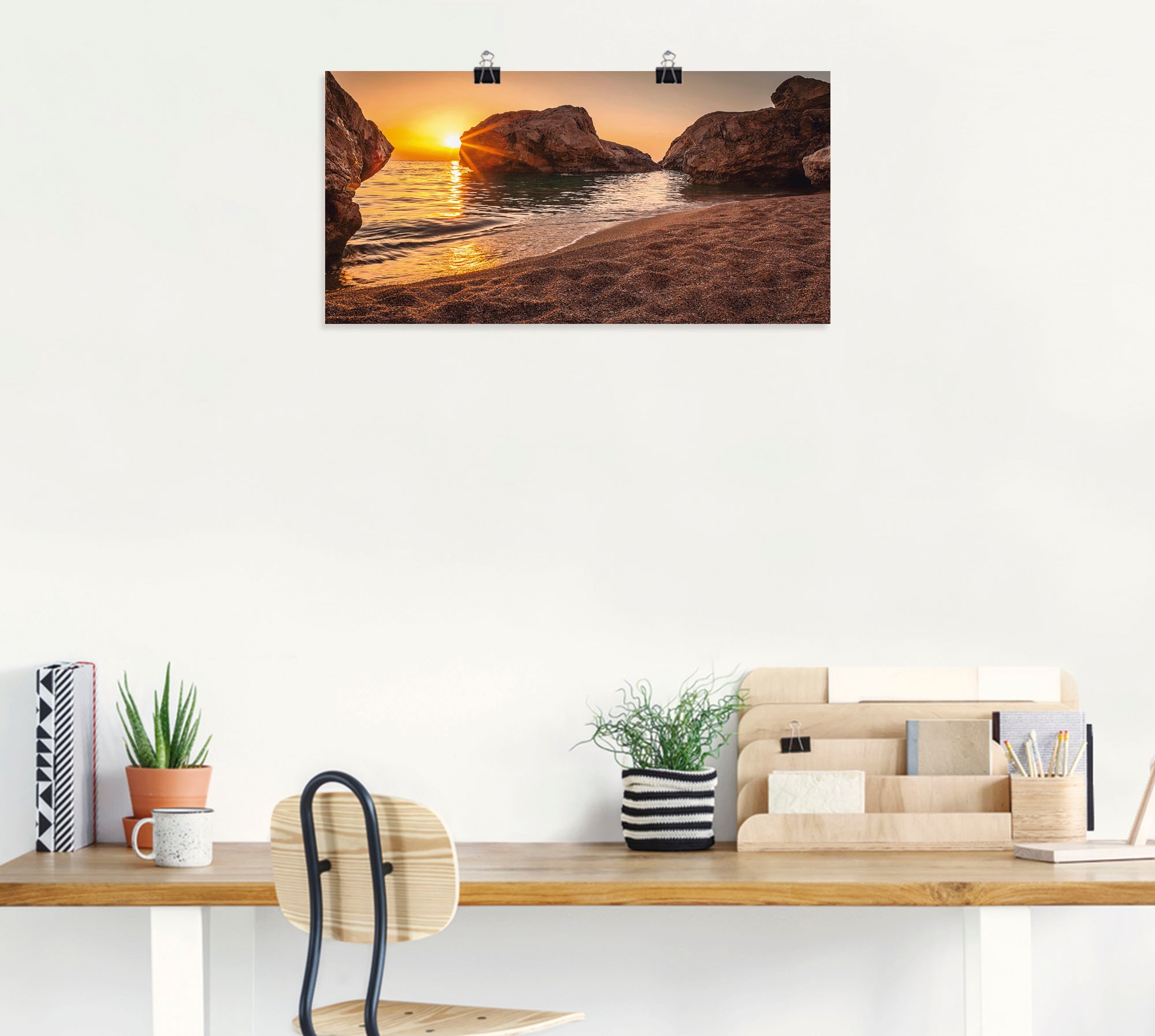 Artland Wandbild »Sonnenuntergang und Strand«, Strand, (1 St.), als Alubild, Outdoorbild, Leinwandbild, Poster, Wandaufkleber