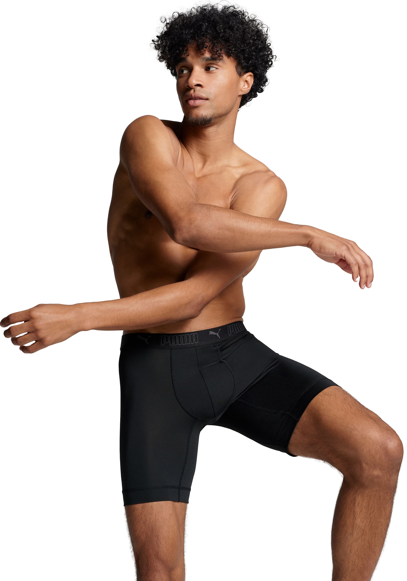 PUMA Boxershorts »PUMA MEN SPORT MICROFIBER LONG BOXERS 2P«, (Packung, 2er Pack), mit Logo-Bund