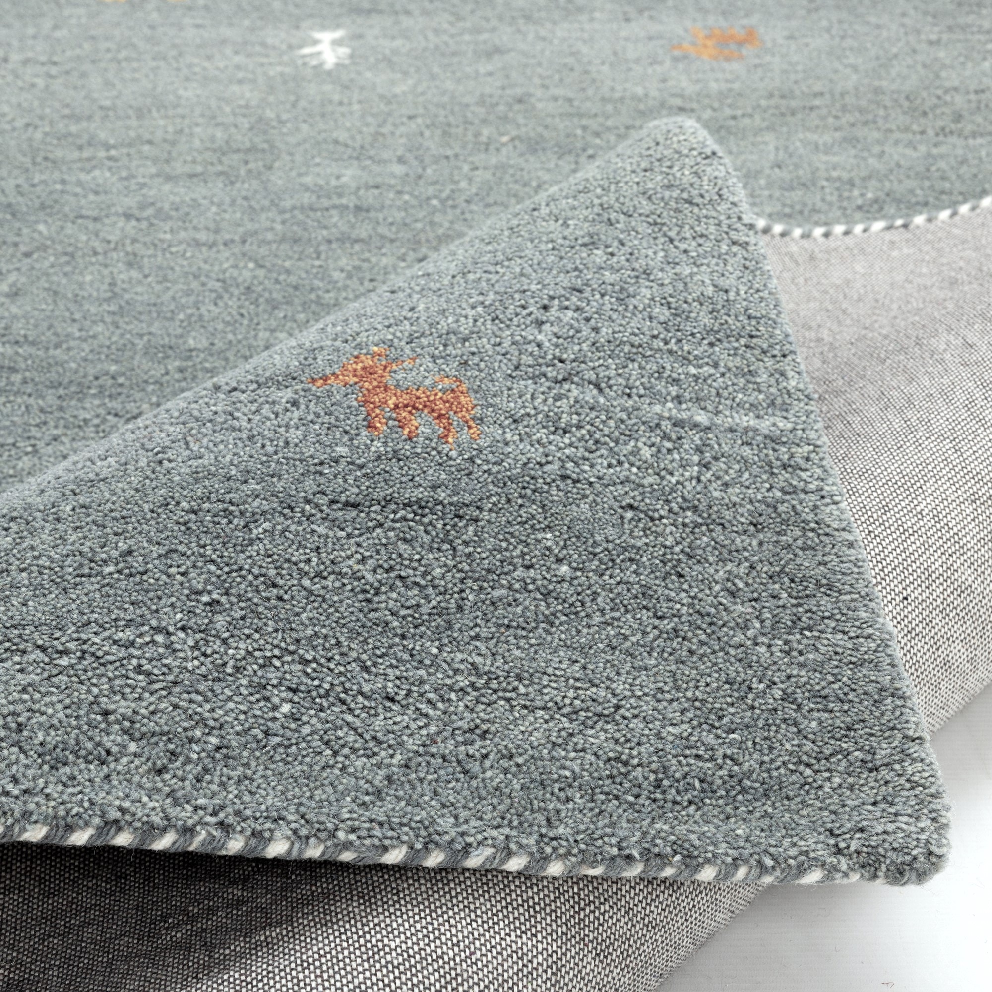 THEKO Wollteppich »Gabbeh Motiv, Handgefertigt, Teppich, Tiermotiv, reine Wolle« rechteckig 14 mm Höhe reine Wolle, Wohnzimmer, Schlafzimmer, Esszimmer