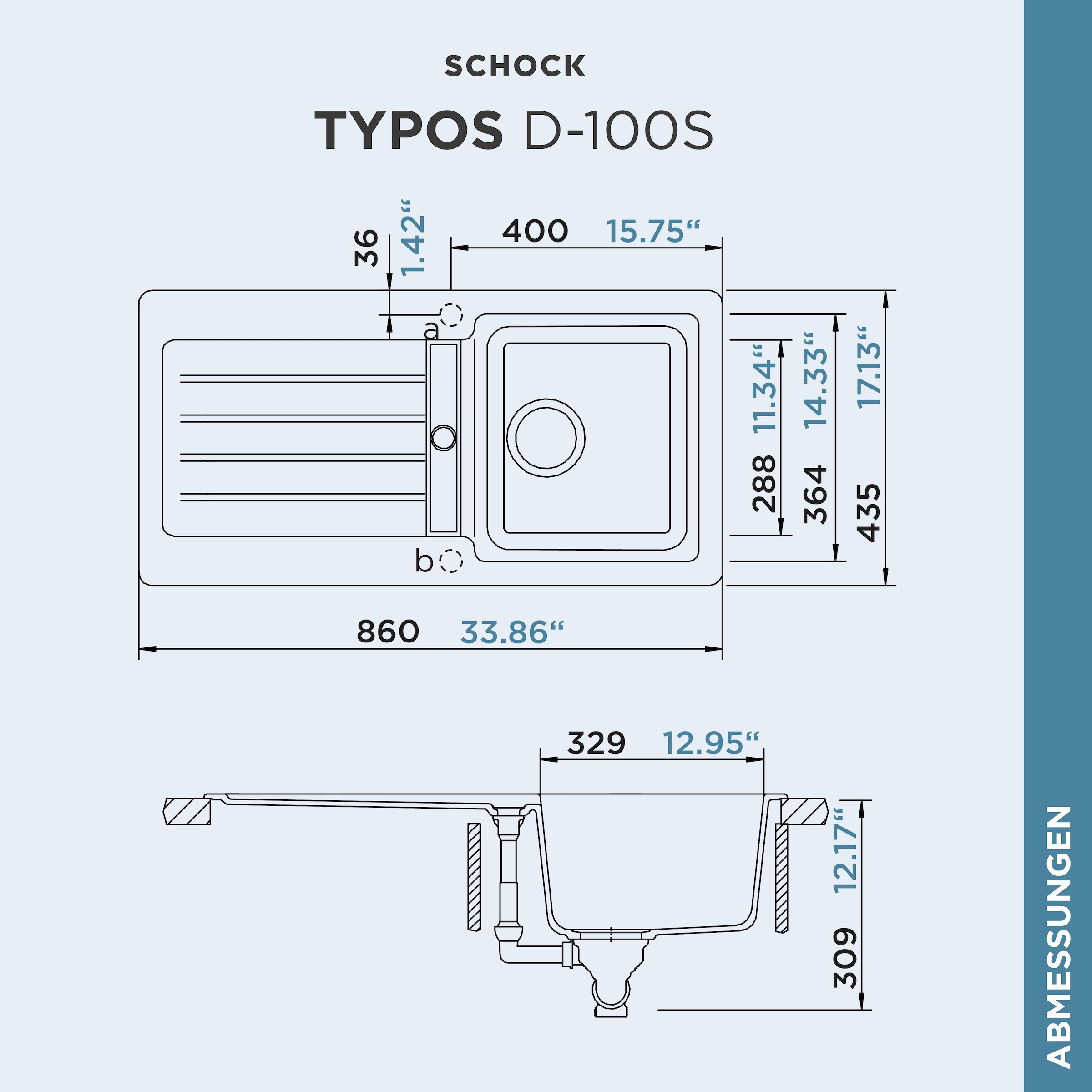Schock Granitspüle »Typos D-100 S«, mit Ablauf und Abtropffläche, links und rechts einbaubar