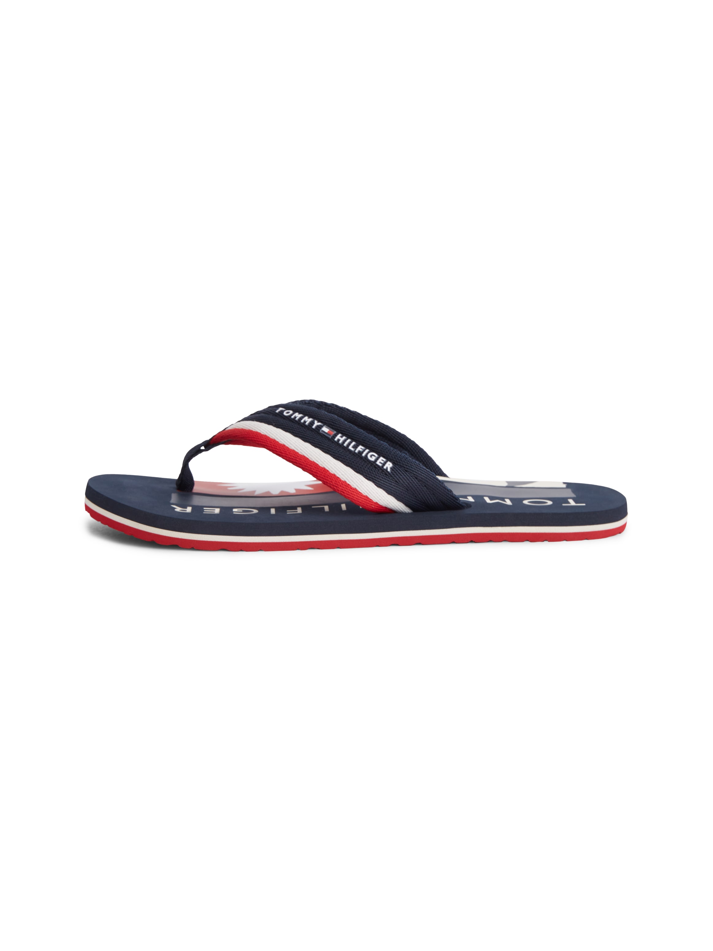 Tommy Hilfiger Zehentrenner »PATCH HILFIGER BEACH SANDAL«  Sommerschuh, Strandschuh mit gestreifter Bandage