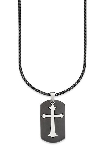 Kette mit Anhänger »Schmuck Geschenk, Halskette Kreuz Venezianerkette Silber Schwarz«