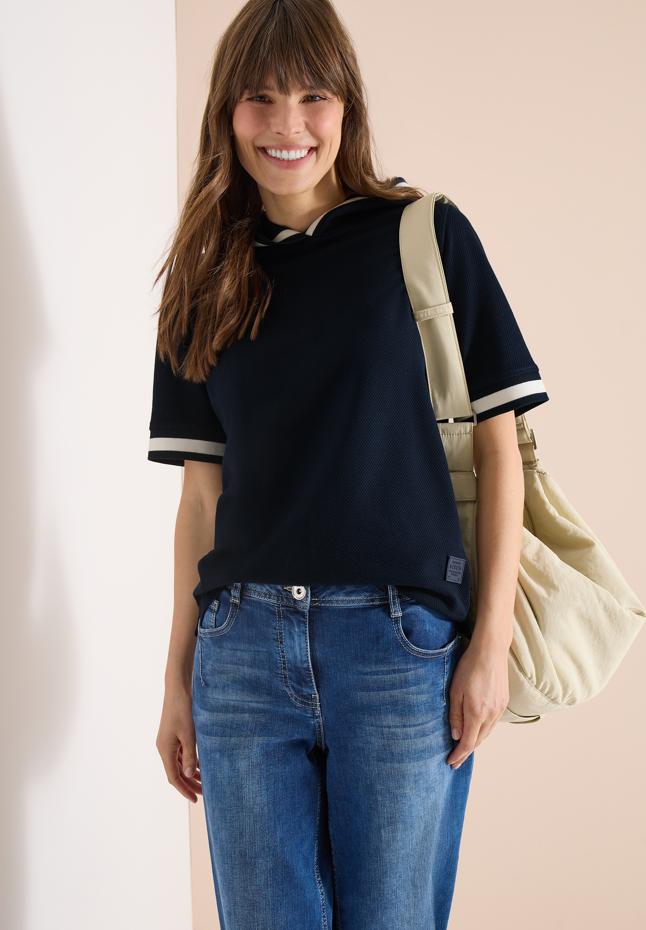 Cecil Kapuzenshirt in strukturierter Qualität mit Rippdetails