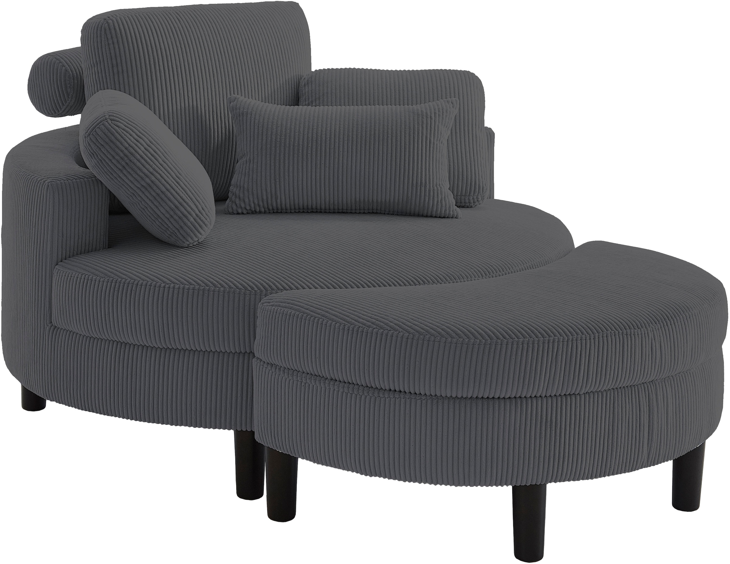 ATLANTIC home collection Loveseat »Ravi«, XXL- Sessel, inklusive Stauraumhocker, Rückenkissen & drei Zierkissen