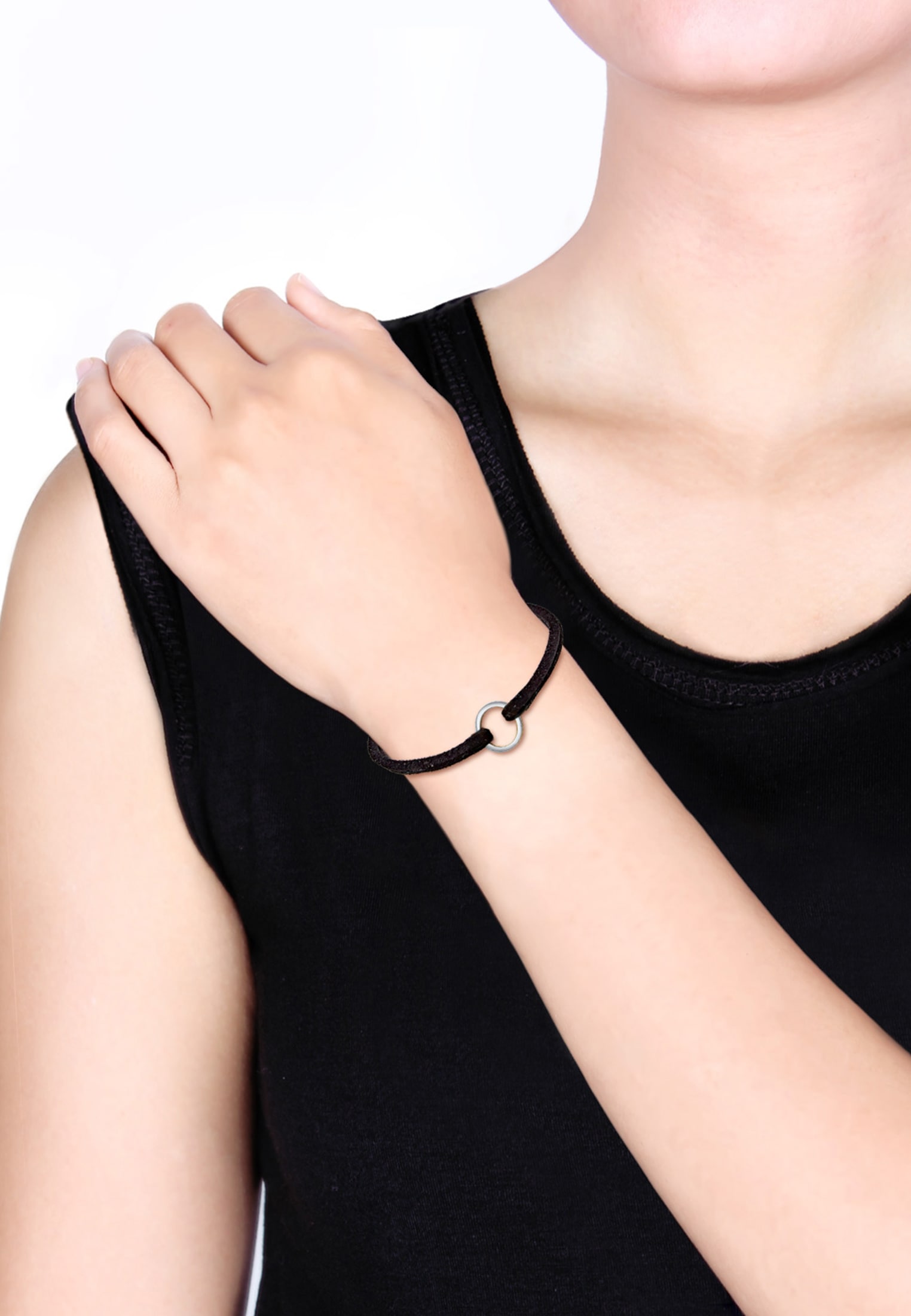 Elli Armkette »Armband Kreis Geo Velour Optik Trend 925 Sterling Silber«