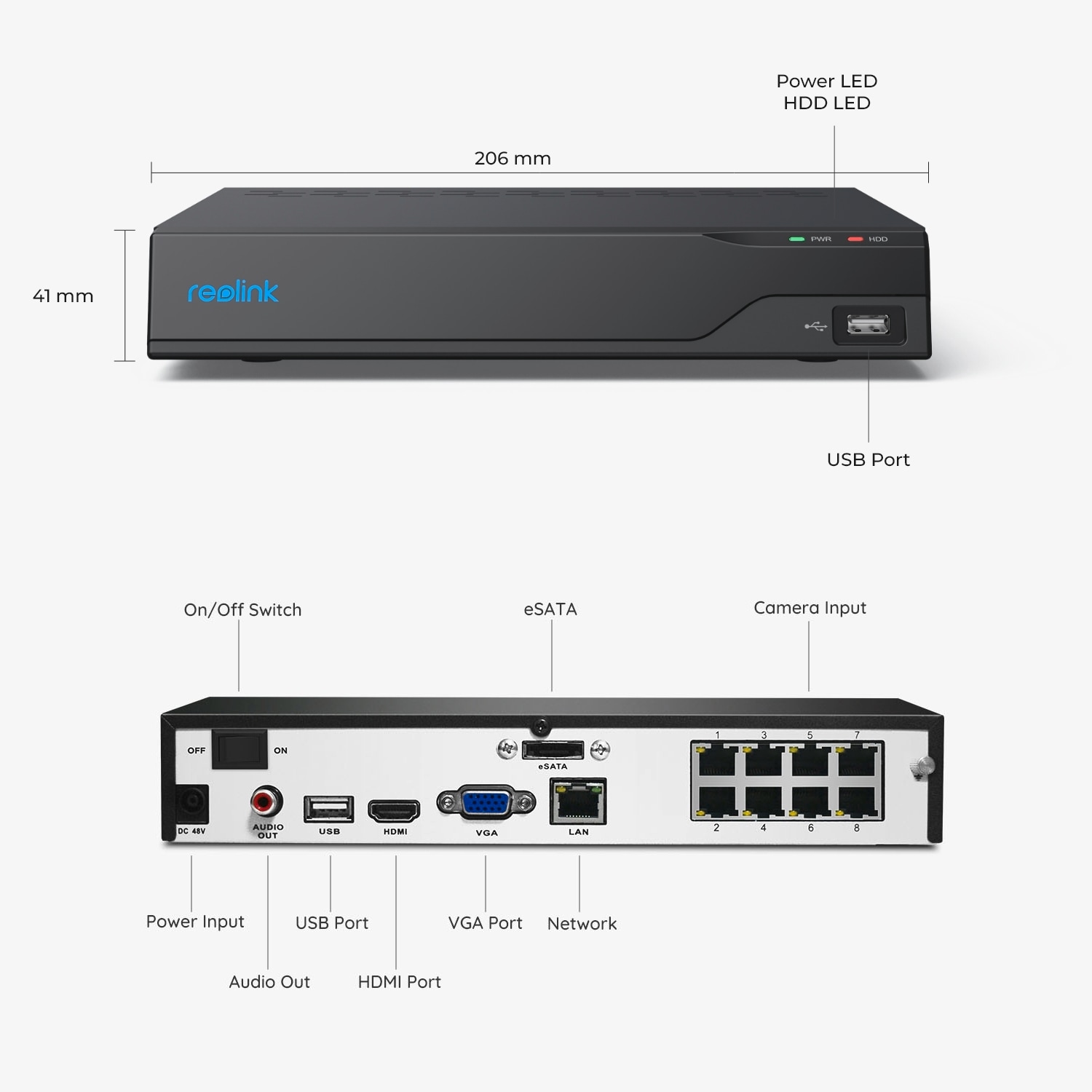 Reolink Smart-Home-Zubehör »NVS8 NVR 8-Kanal PoE Smart-KI mit 2 TB Festplatte«, (1 St.), 24/7 kontinuierliche Aufzeichnung