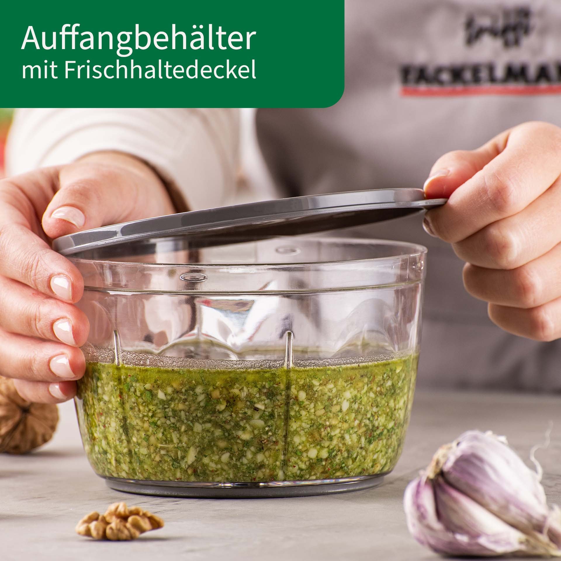 Chefkoch trifft Fackelmann Zerkleinerer »Multi-Zerkleinerer, 5-teilig – für Gemüse, Obst & Kräuter« inklusive Mix-Einsatz zum Verrühren und Aufschlagen von Flüssigkeiten