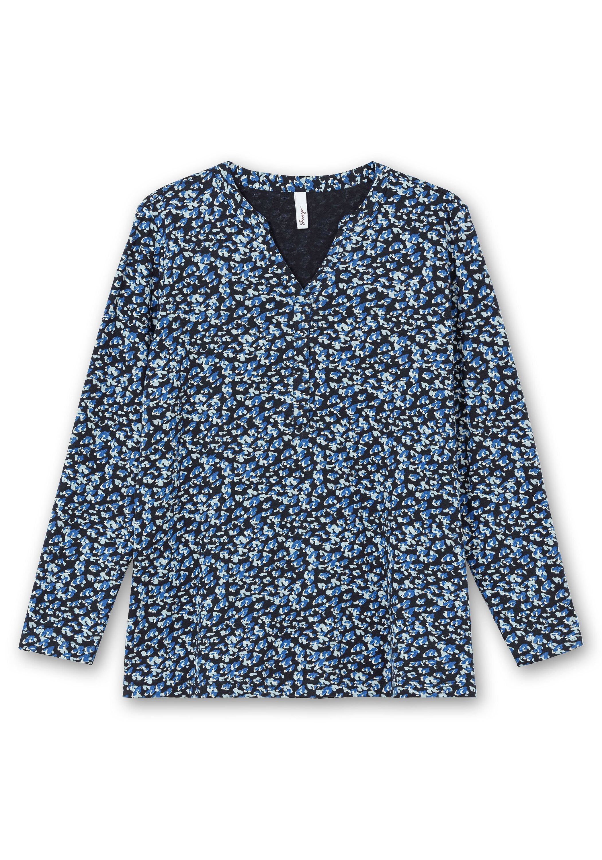 Sheego Rundhalsshirt »Langarmshirt mit V-Schlitz und floralem Minimalprint«, mit V-Schlitz und floralem Minimalprint