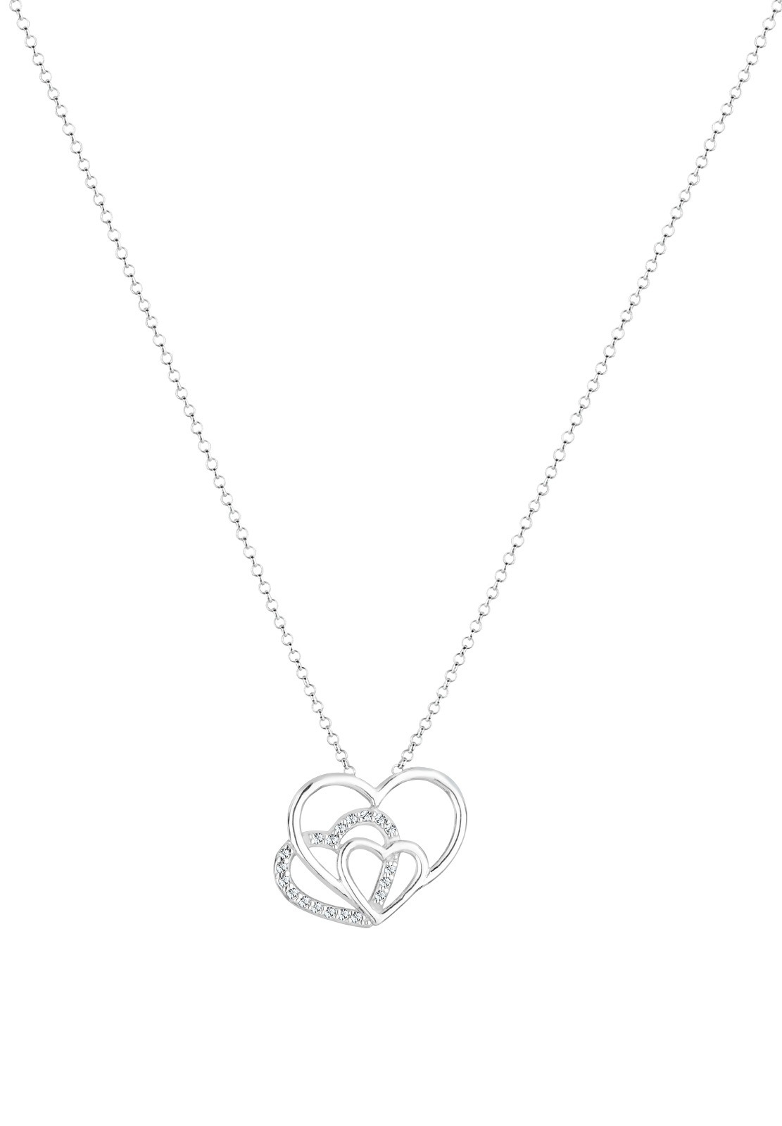 Elli Silberkette »Halskette Herz Weiß 925 Sterling Silber, mit Kristallen von Swarovski®«