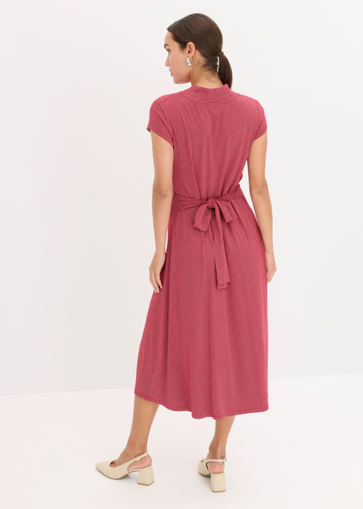 bonprix Midikleid aus Viskose und Elasthan, Wickeloptik mit Bindeband, Kurzarm-Design